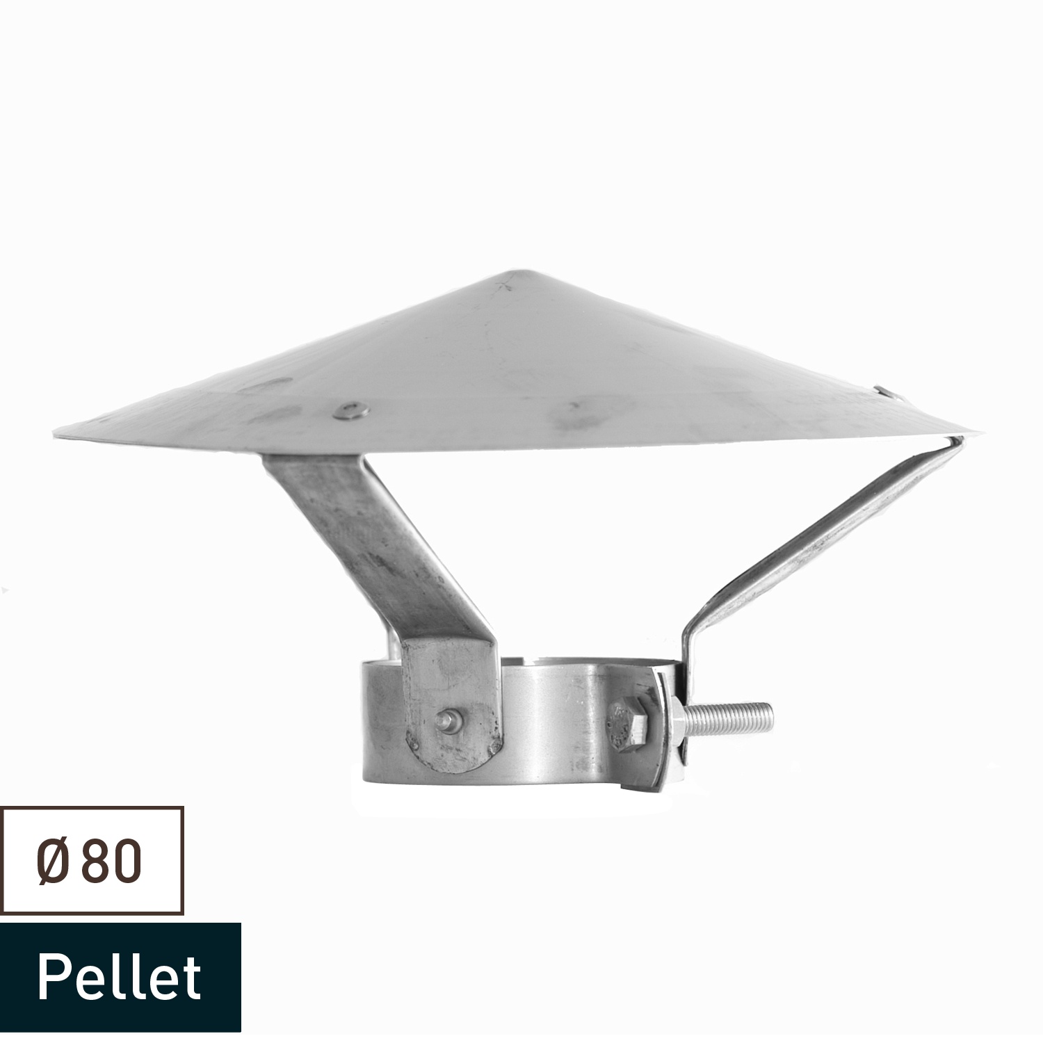 Raik Pelletrohr / Ofenrohr 80mm - Regenhaube INOX silber