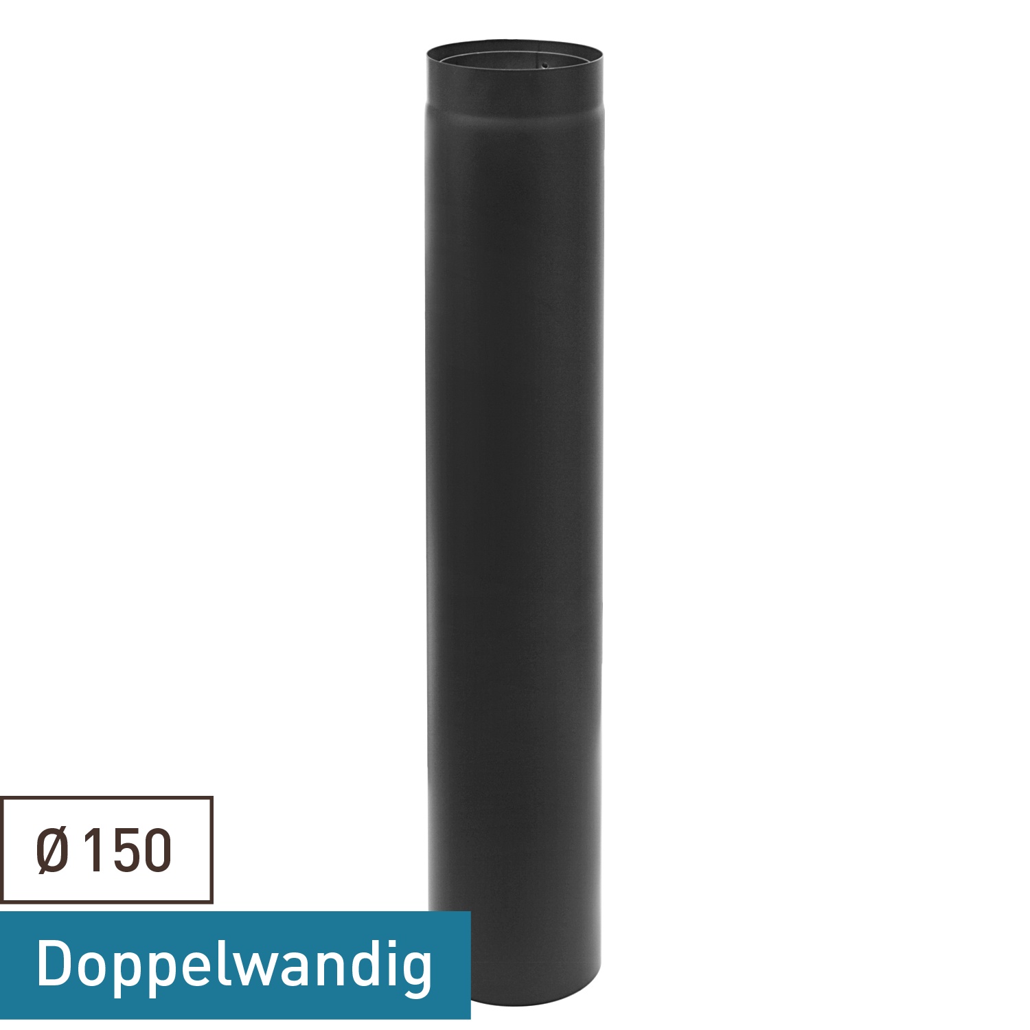 Raik Izoker Längenelement 150mm schwarz doppelwandig L: 1000mm für Rauchrohr / Ofenrohr