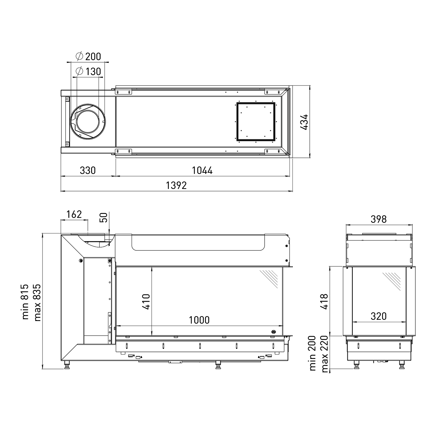Spartherm DRU Metro 100XTU-41 RCH Gas-Kamineinsatz Ceraglas schwarz G31