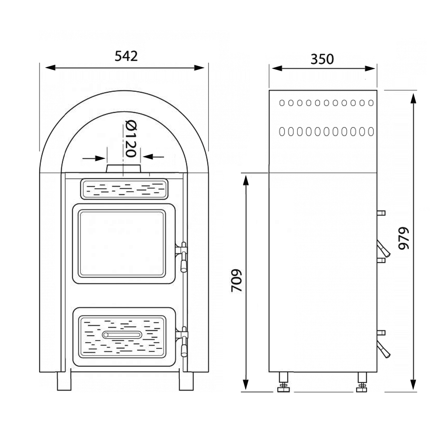 Wamsler Kamino 10960F Werkstattofen Schwarz Rauchabgang oben