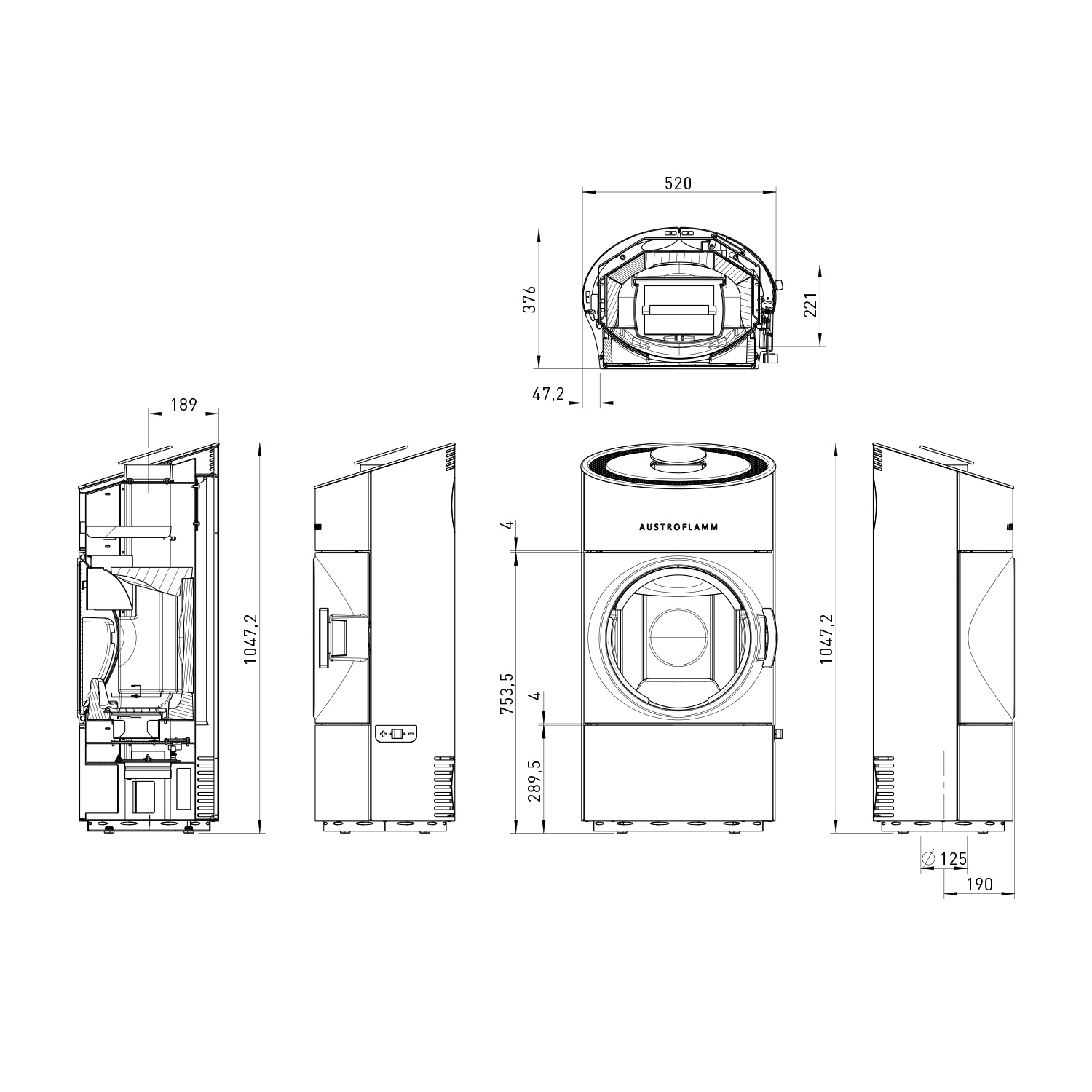 Austroflamm Clou Compact 2.0 Kaminofen Stahl Gussgrau