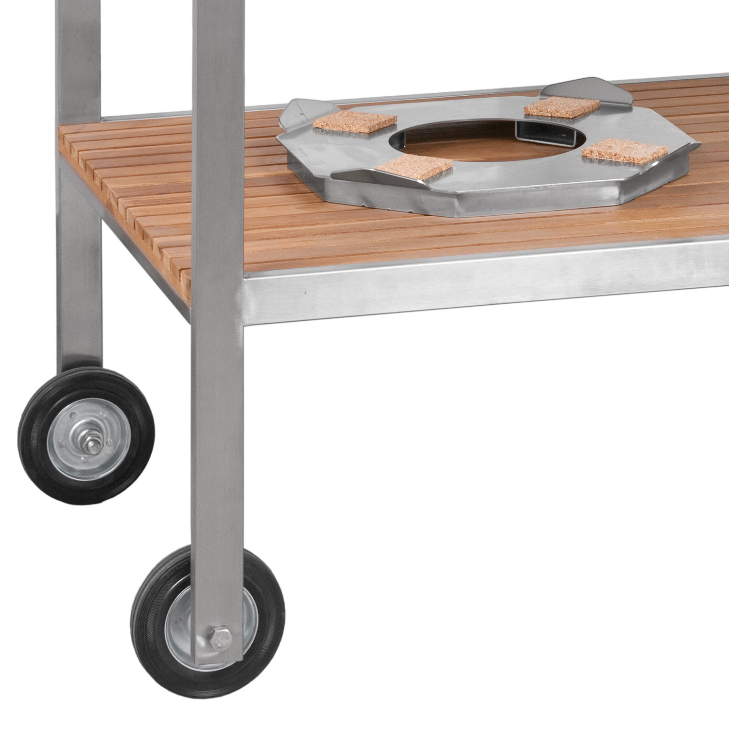 Monolith Le Chef Tisch aus Edelstahl & Teak