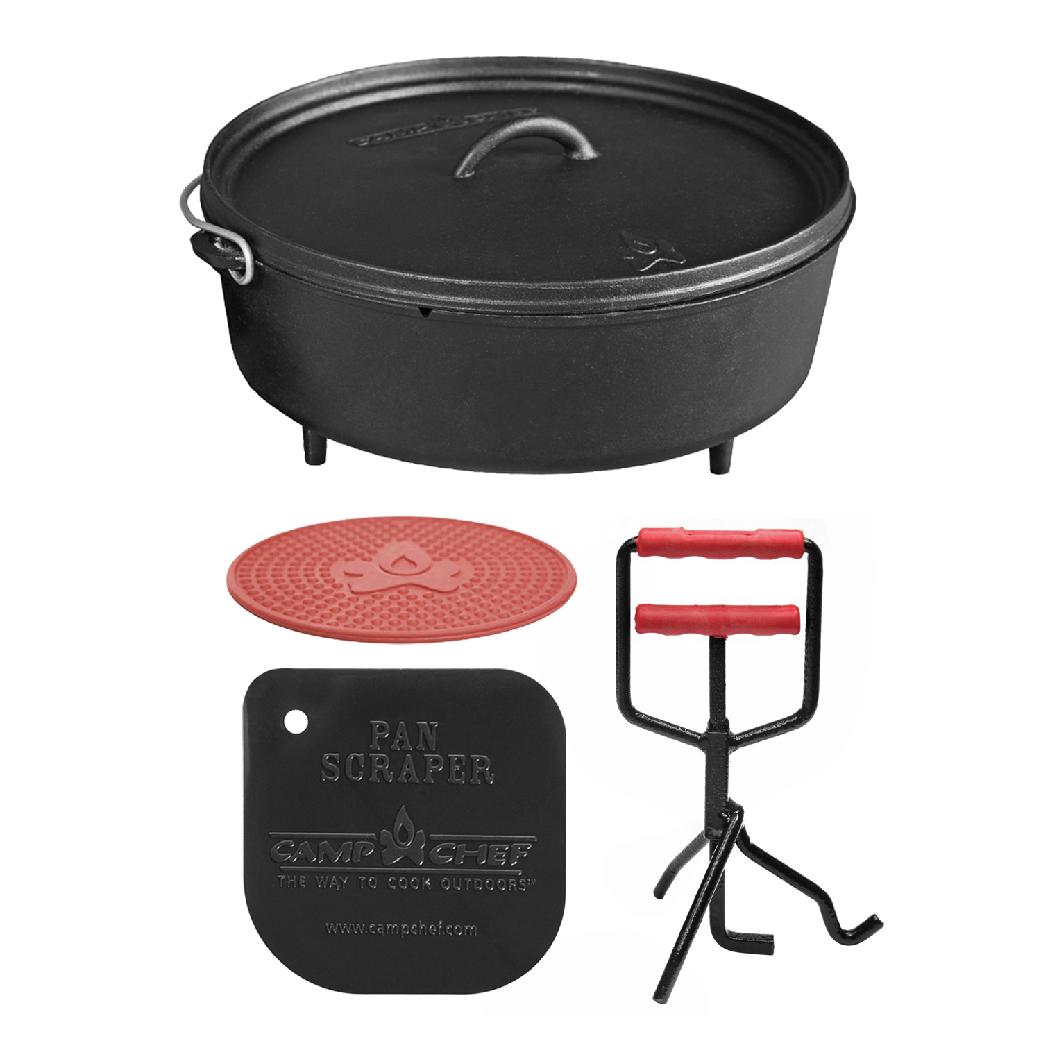 Camp Chef Set: Classic Dutch Oven SDO-14 mit Profi-Deckelheber, Hot Pad und Reinigungsschaber Camp Chef Set: Classic Dutch Oven SDO-14 mit Profi-Deckelheber, Hot Pad und Reinigungsschaber