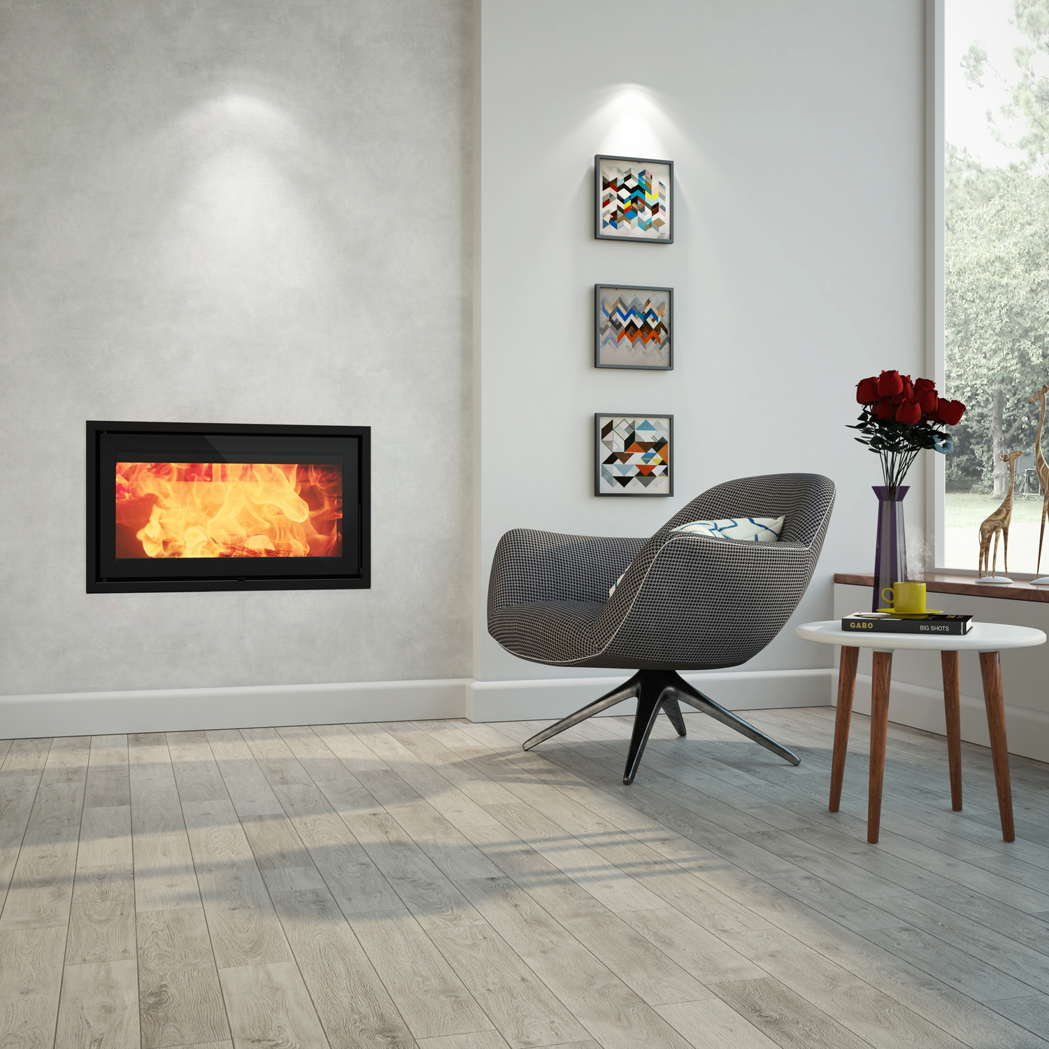 Dovre Vista 802C/V2 Kamineinsatz mit Vermiculit-Platten im Brennraum