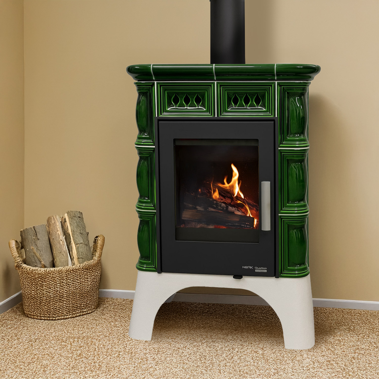Haas+Sohn TREVISO III 246.37 Kaminofen perl-schwarz/grün