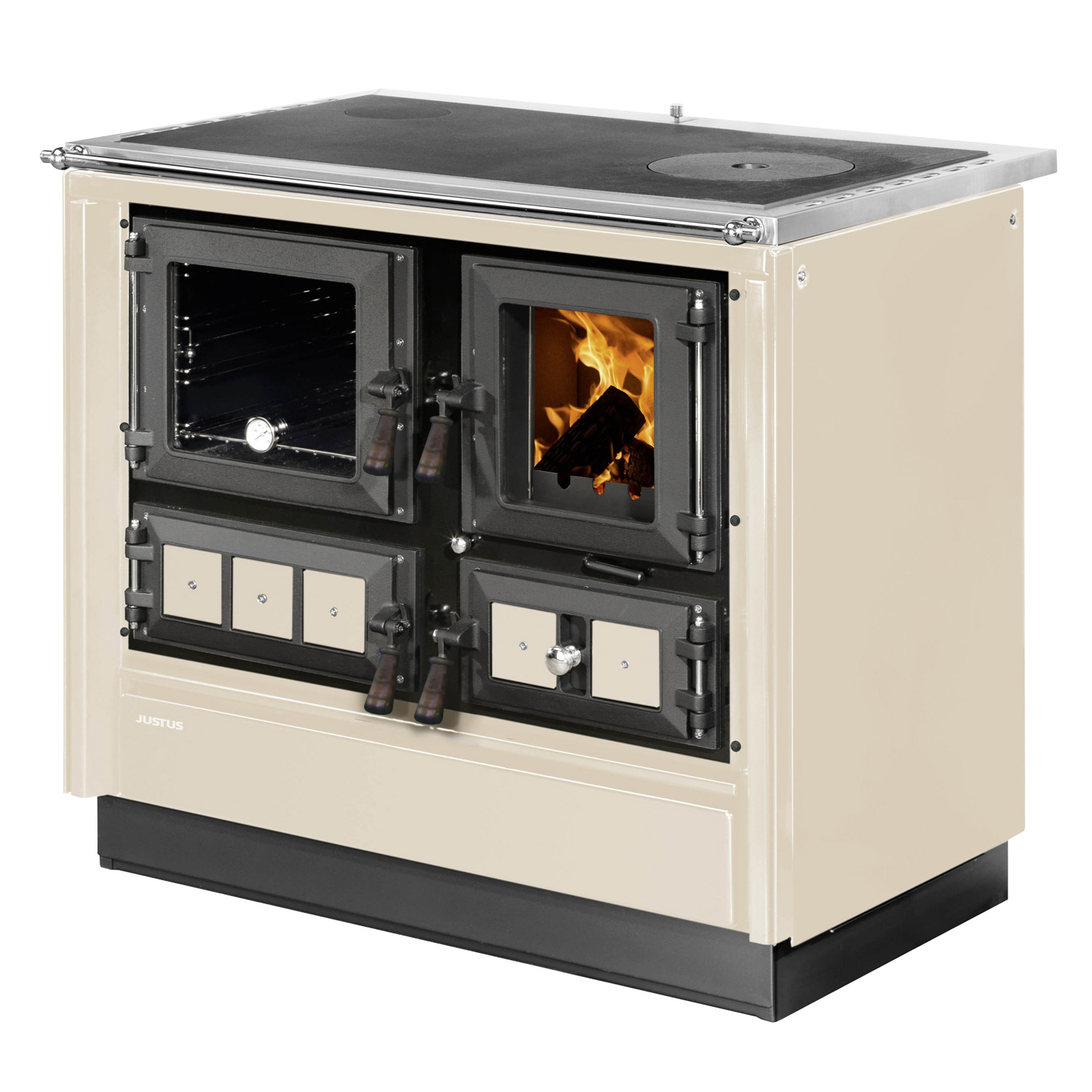 Justus Rustico-90 2.0 Küchenofen Stahl Creme, Backfach links