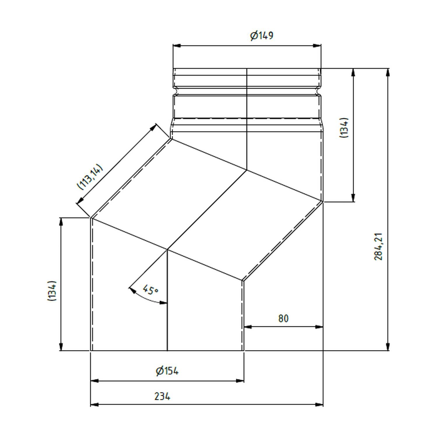 Raik Lifestyle Versatzbogen 150mm schwarz Versatz 80mm für Rauchrohr / Ofenrohr