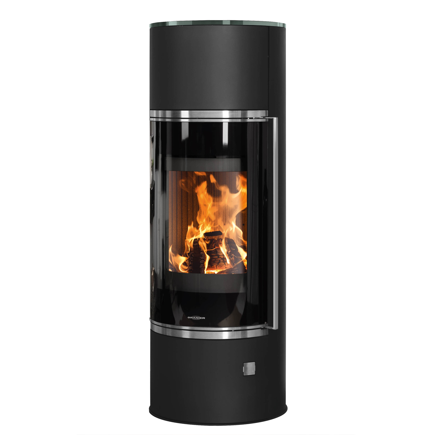 Oranier Arena Aqua 2.0 wasserführender Kaminofen Stahl Schwarz mit Abdeckplatte Glas