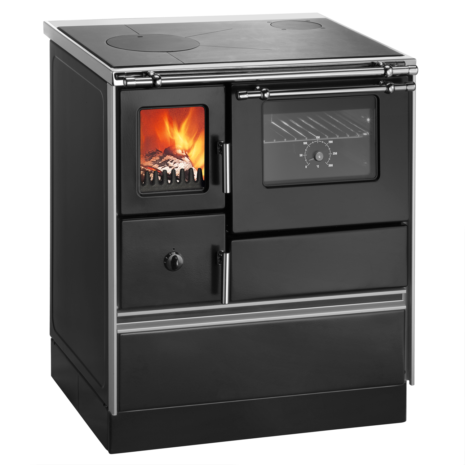 Westminster K 176 F/A 70 Style Küchenofen Schwarz, Stahlkochfläche, Backfach rechts Westminster K 176 F/A 70 Style Küchenofen Schwarz, Stahlkochfläche, Backfach rechts