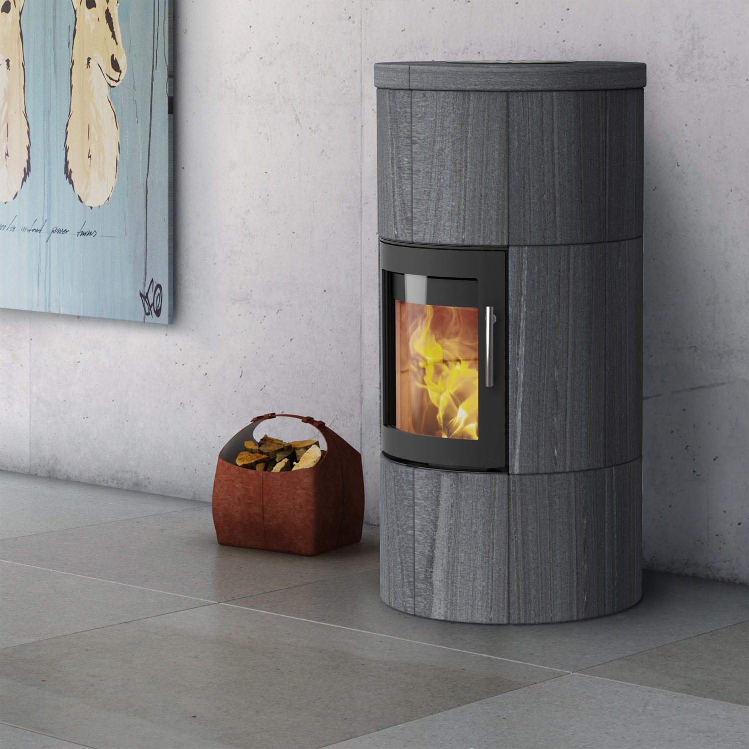 Lotus M1 Kaminofen Schwarz/ Indian Night, Rauchabgang hinten