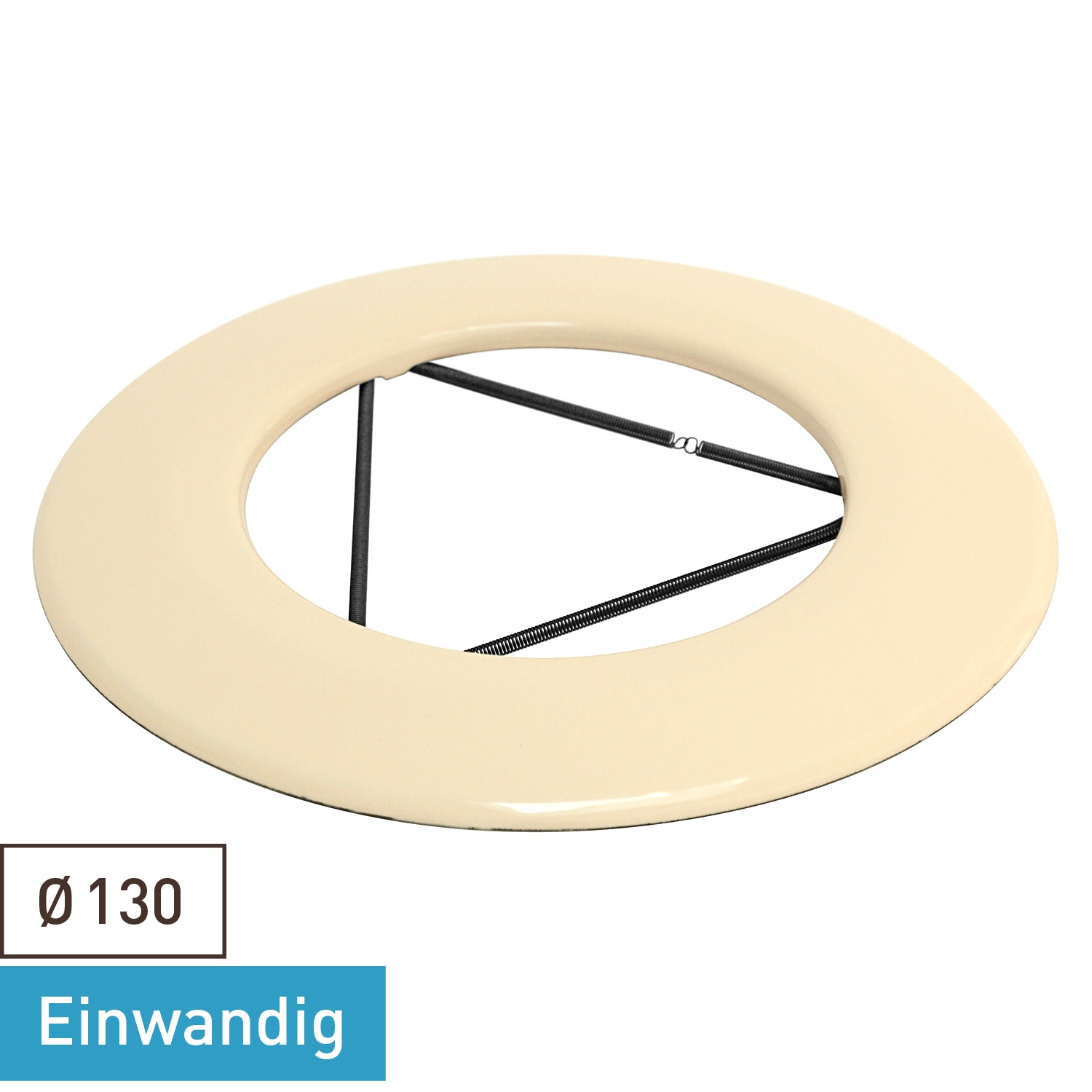 Raik Rauchrohr / Ofenrohr Emaille 130mm - Wandrosette mit Feder Elfenbein