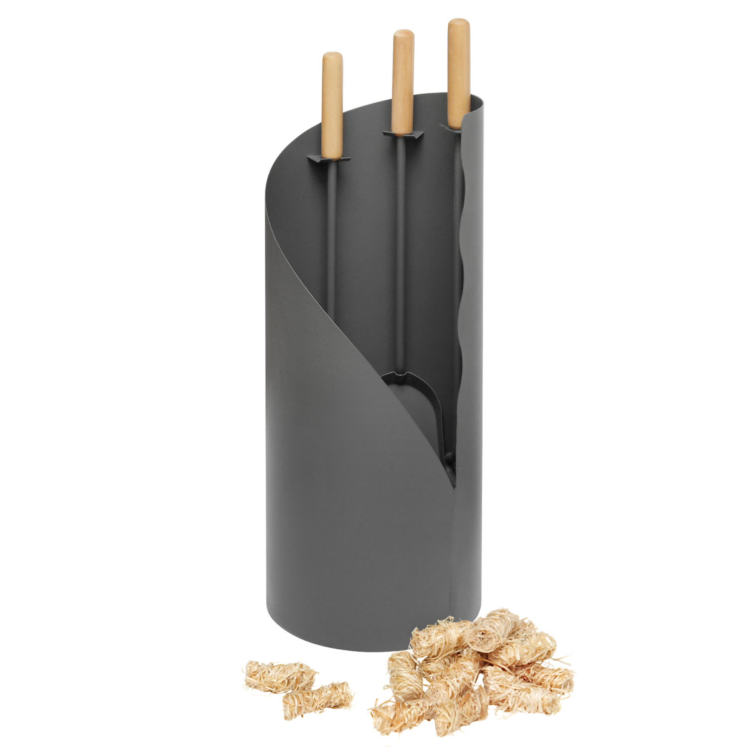Raik Kaminbesteck mit Holzgriff, 3-teilig, grau + RITZ Bio-Kaminanzünder Raik Kaminbesteck mit Holzgriff, 3-teilig, grau + RITZ Bio-Kaminanzünder