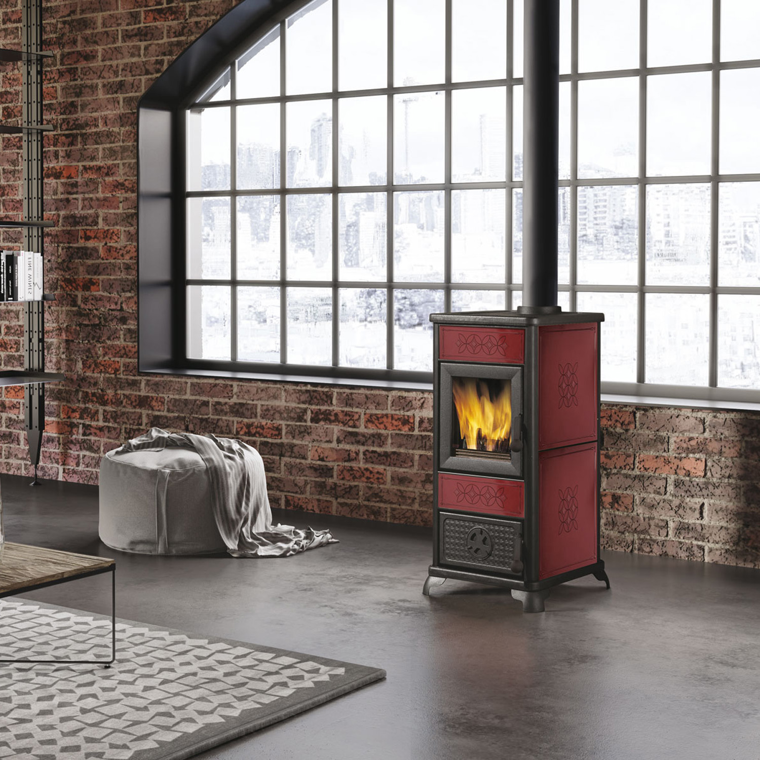 EK63 Decor Evo Kaminofen Keramik bordeaux