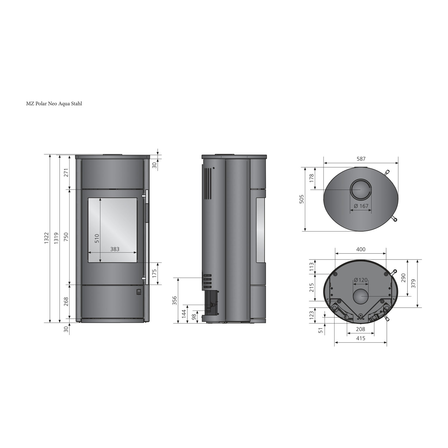 Oranier Polar Neo Aqua wasserführender Kaminofen Keramik Seidenweiß