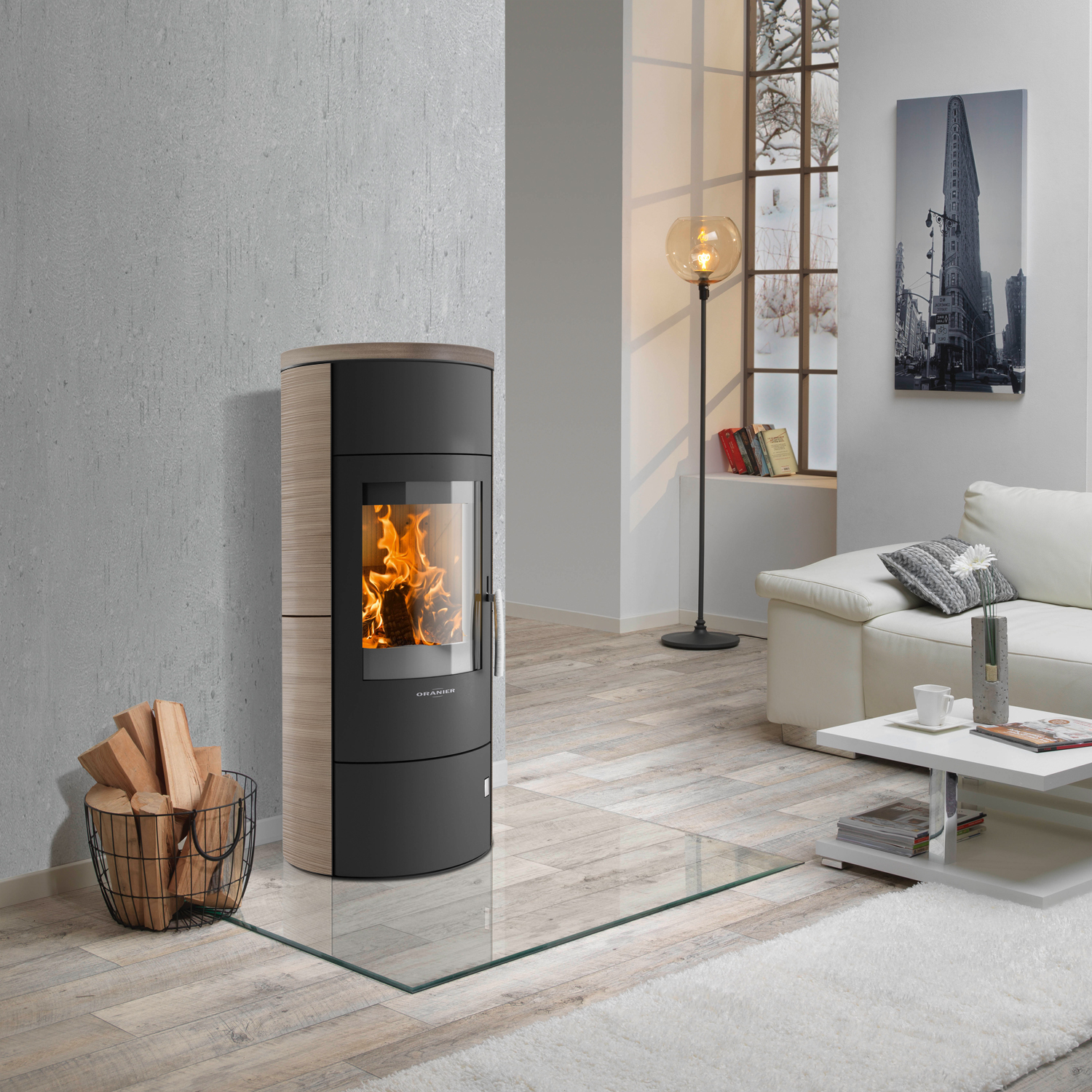 Oranier Polar W+ 2.0 Kaminofen Stahl Schwarz / Keramik Grappa