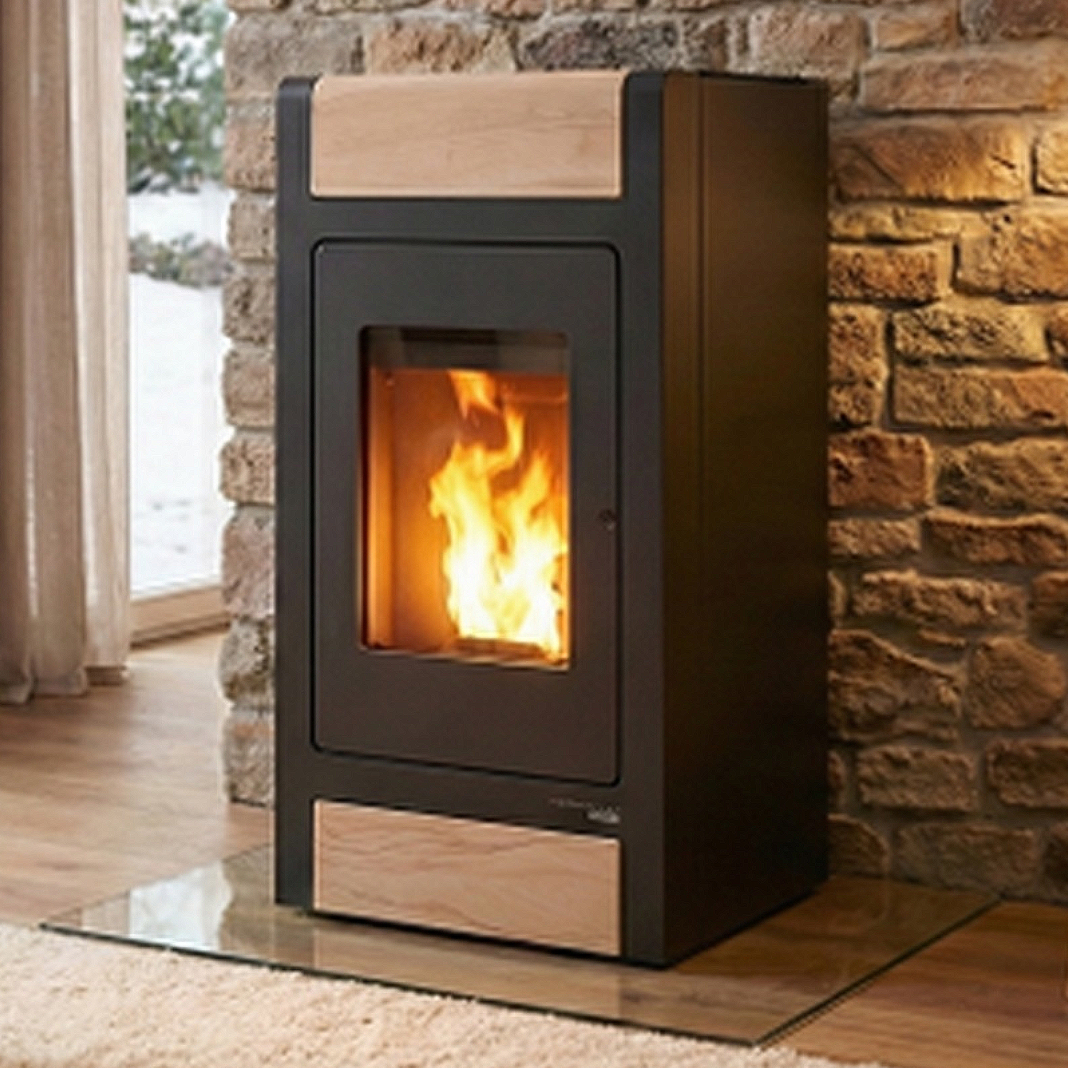 Haas+Sohn P Pelletofen HSP 2.stone, perl-schwarz/Woodstone - mit WLAN Option (Local mit Wochenprogramm)