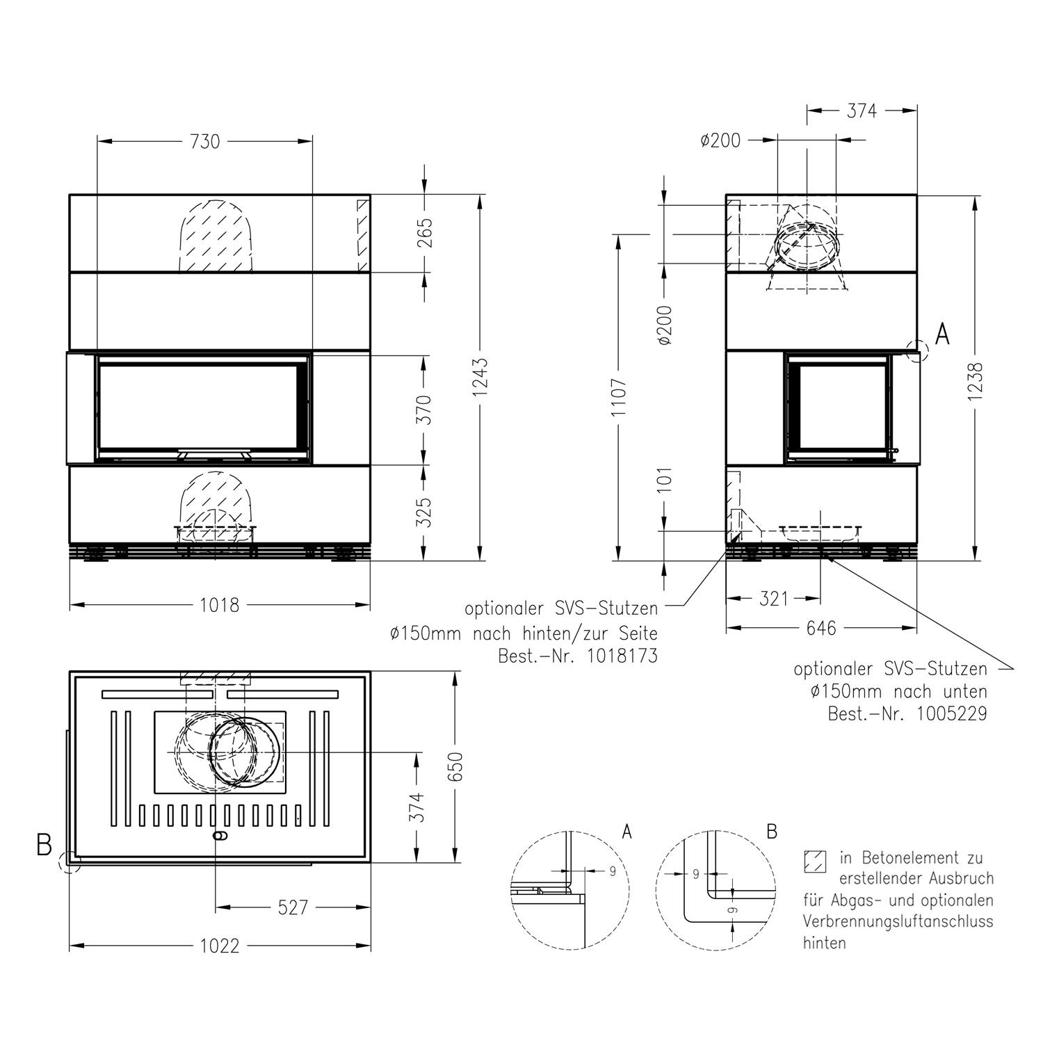 Spartherm Kaminbausatz SIM 1/2/Varia AS-2Lh-4S Feinbeton