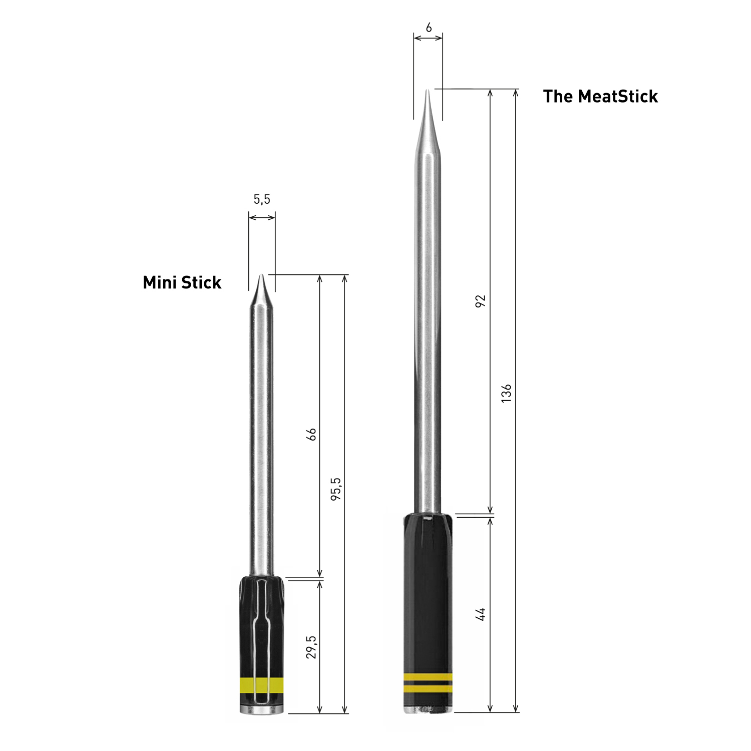 The MeatStick Einzelstick Temperaturfühler Gelb
