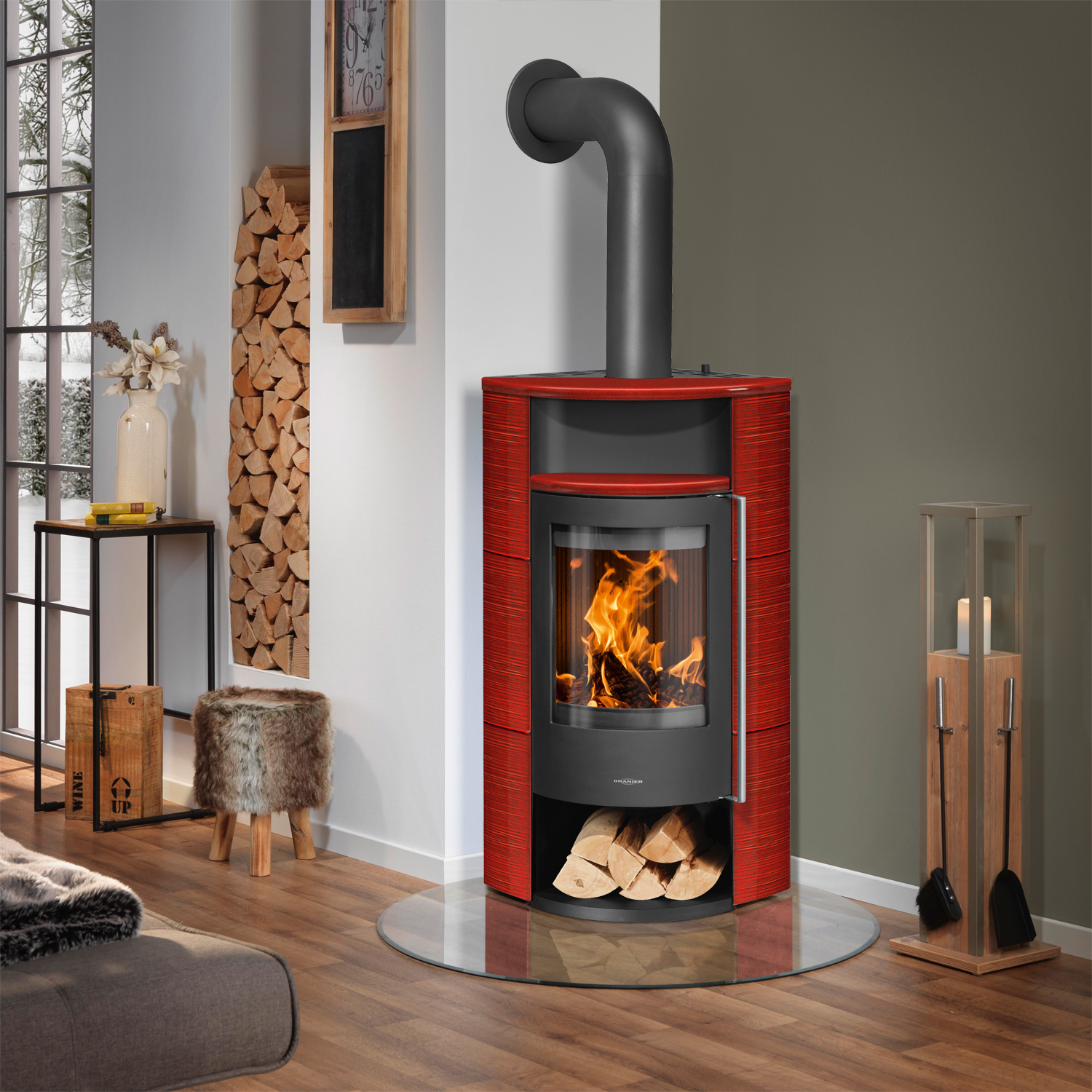 Oranier Polar Neo Eck Kaminofen Stahl Schwarz / Keramik Paprikarot Oranier Polar Neo Eck Kaminofen Stahl Schwarz / Keramik Paprikarot