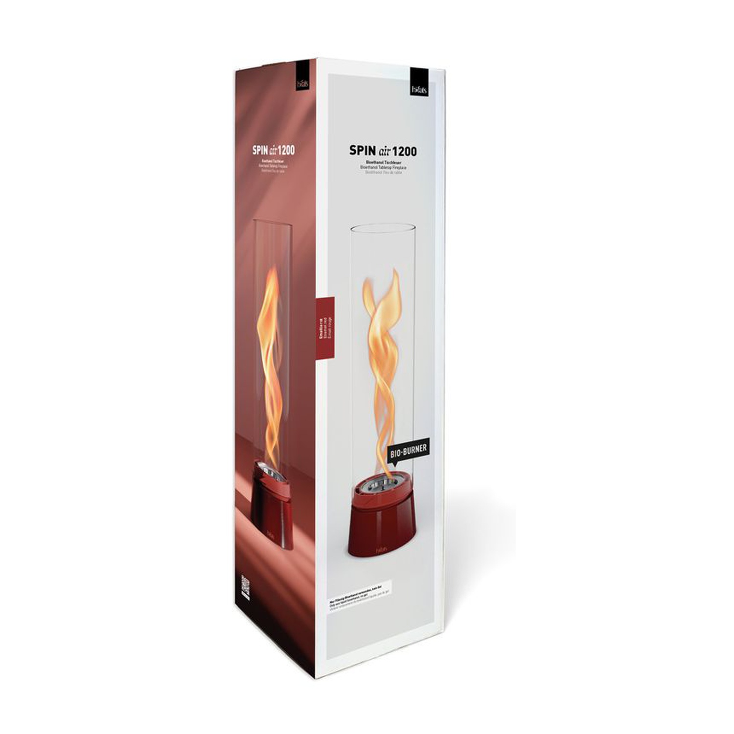 höfats SPIN air 1200 Tischfeuer Emaille rot + 1 Liter Bioethanol gratis