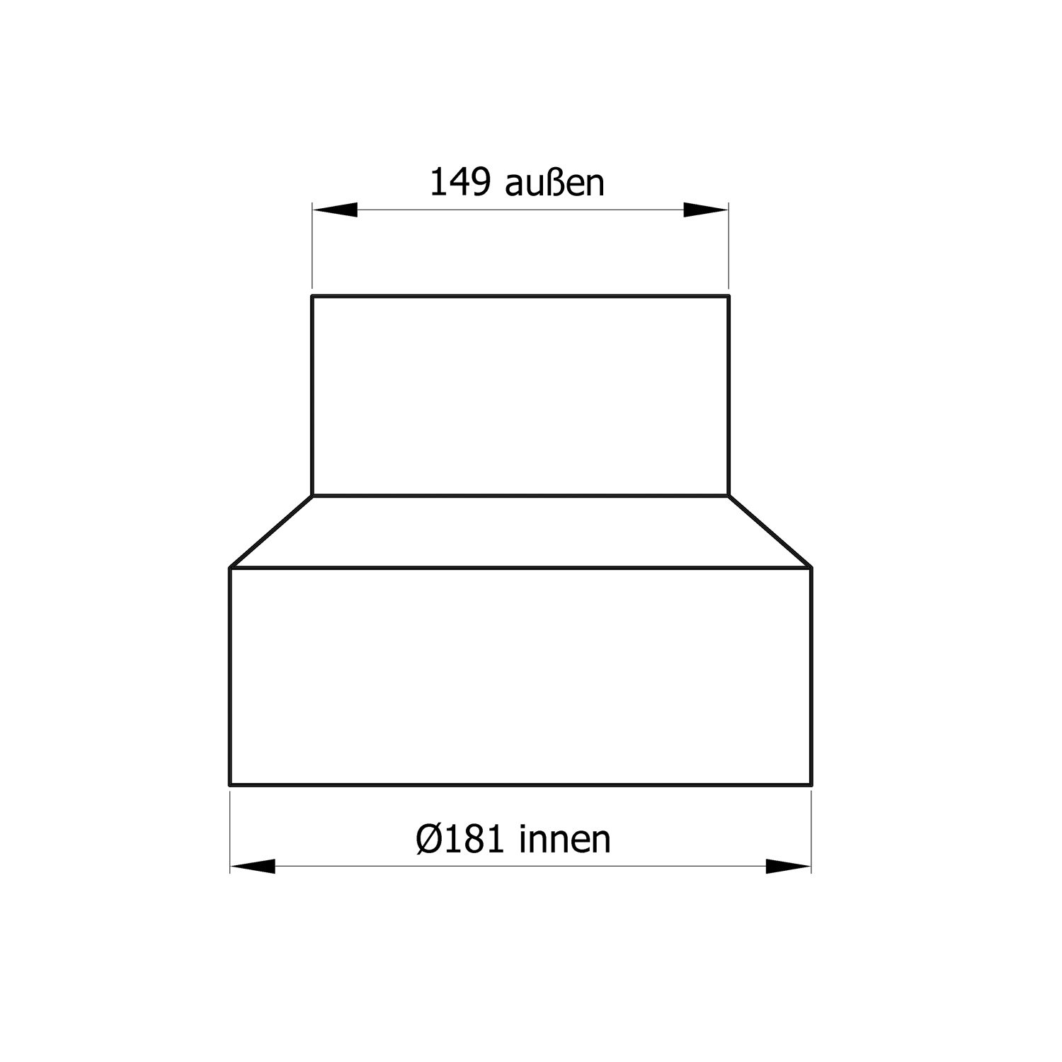 Raik Basic Reduzierung 180mm - 150mm schwarz für Rauchrohr / Ofenrohr