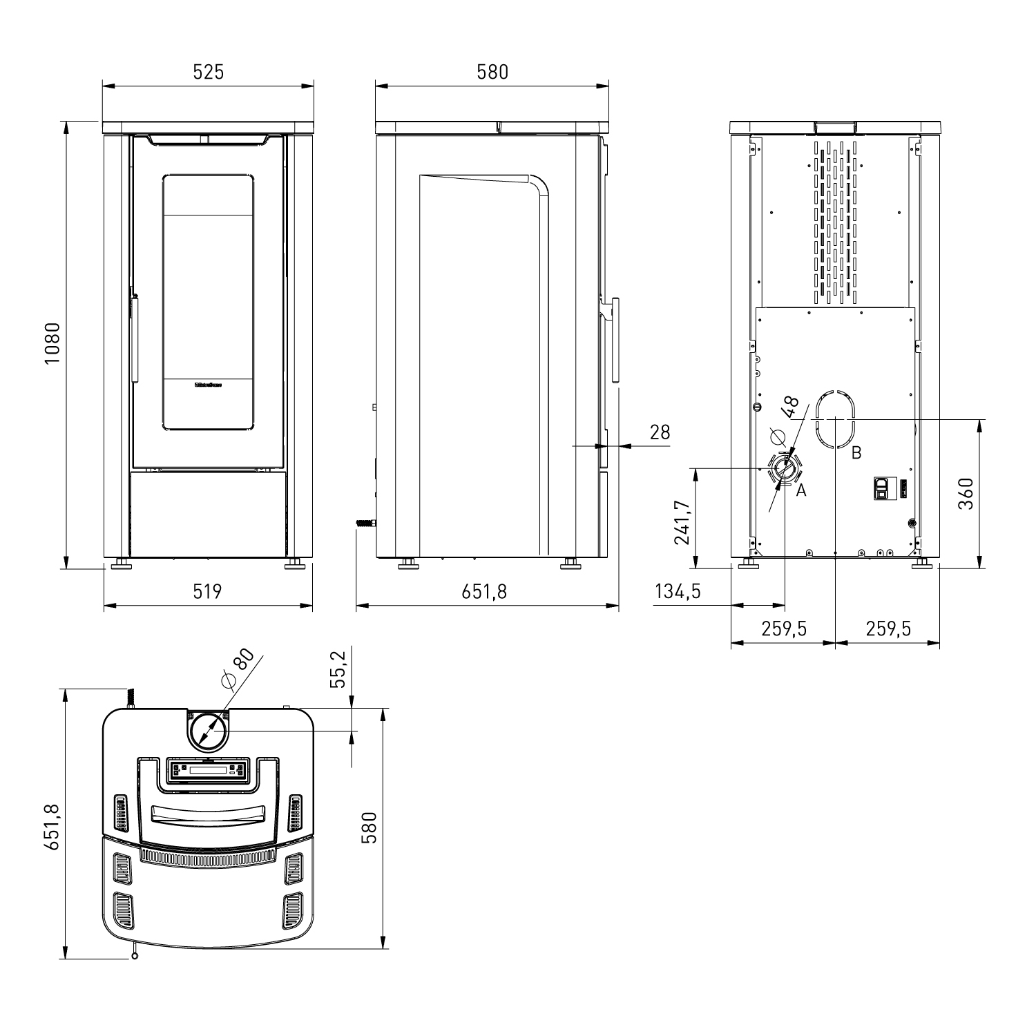 Extraflame Teorema 16 Pelletofen Bordeaux