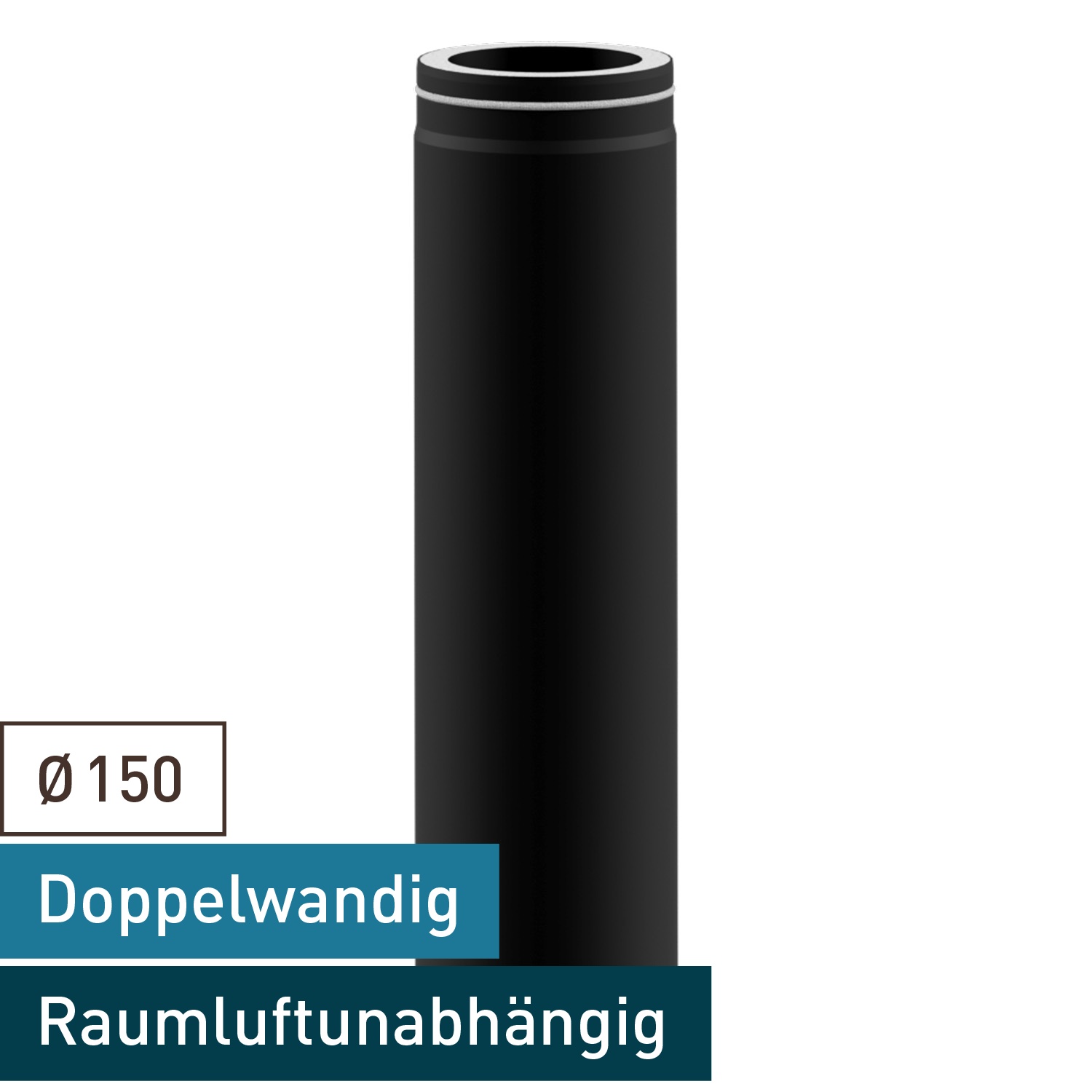 Raik Lifestyle DUO Längenelement 150mm schwarz L: 750mm für Rauchrohr / Ofenrohr