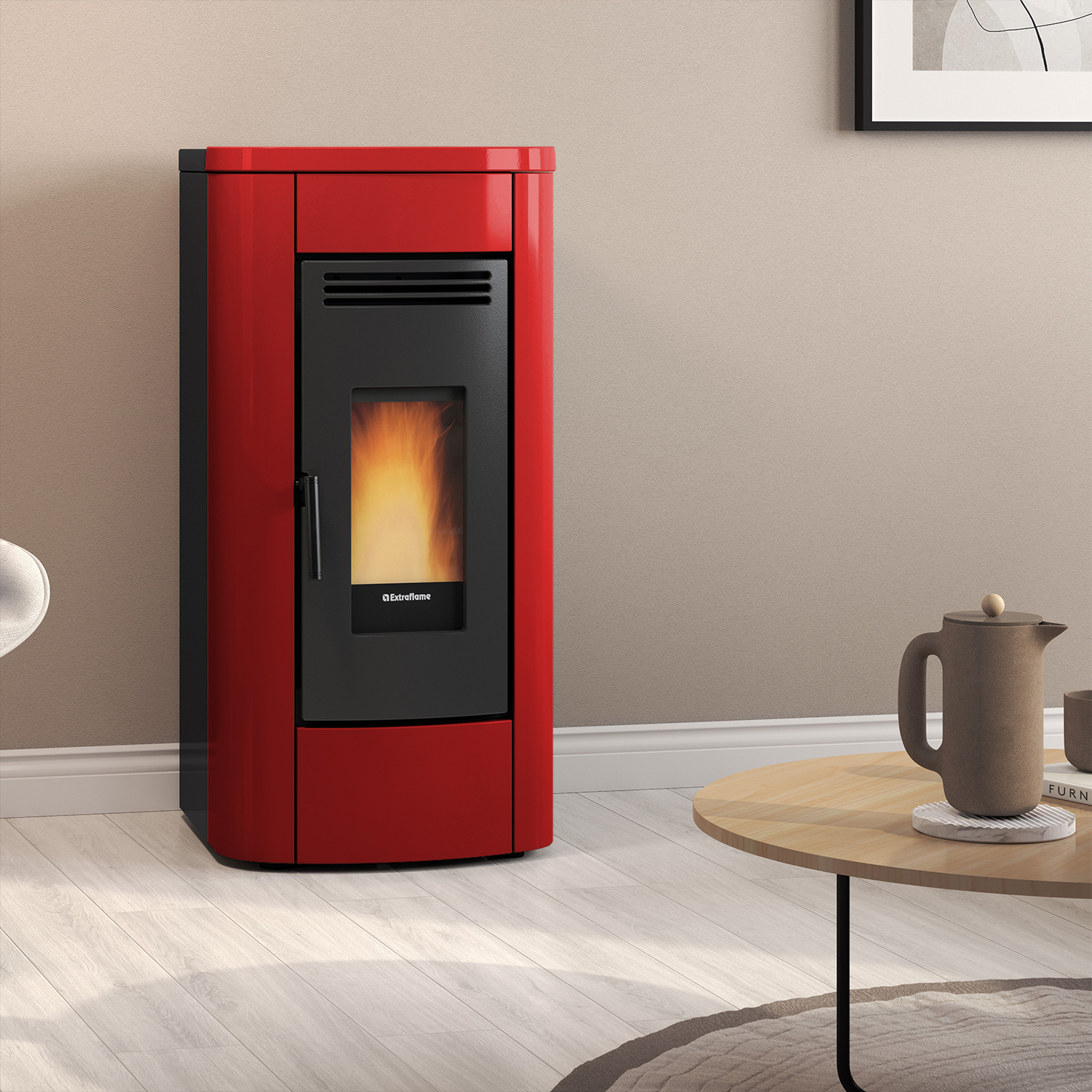 Extraflame Klaudia Pelletofen Stahl Bordeaux