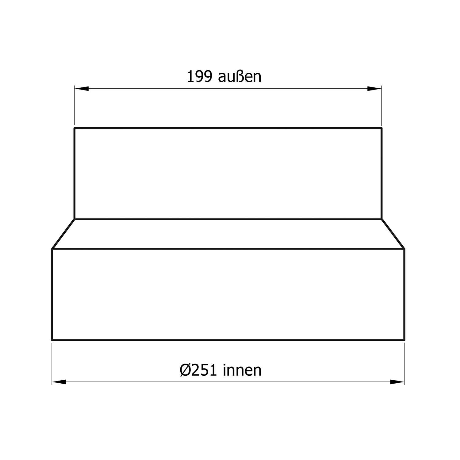 Raik Basic Reduzierung 250mm – 200mm schwarz für Rauchrohr / Ofenrohr