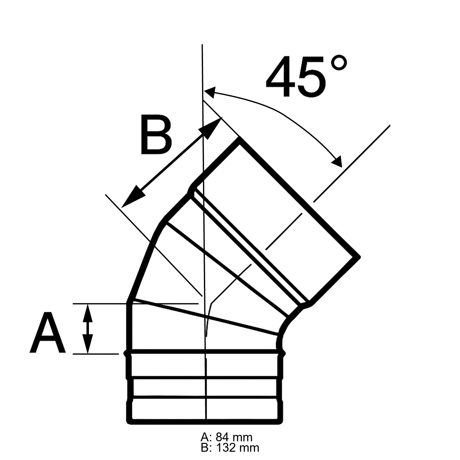 Schiedel PRIMA PLUS Bogen 45° Ø180 mm einwandig matt
