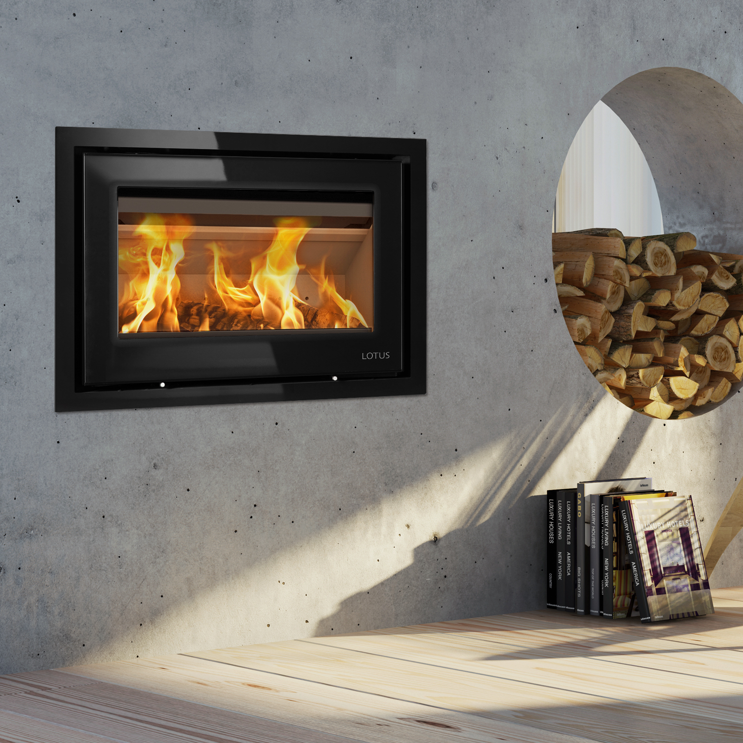 Lotus H370 Petite Kamineinsatz Black Magic / Scharniere links Lotus H370 Petite Kamineinsatz Black Magic / Scharniere links