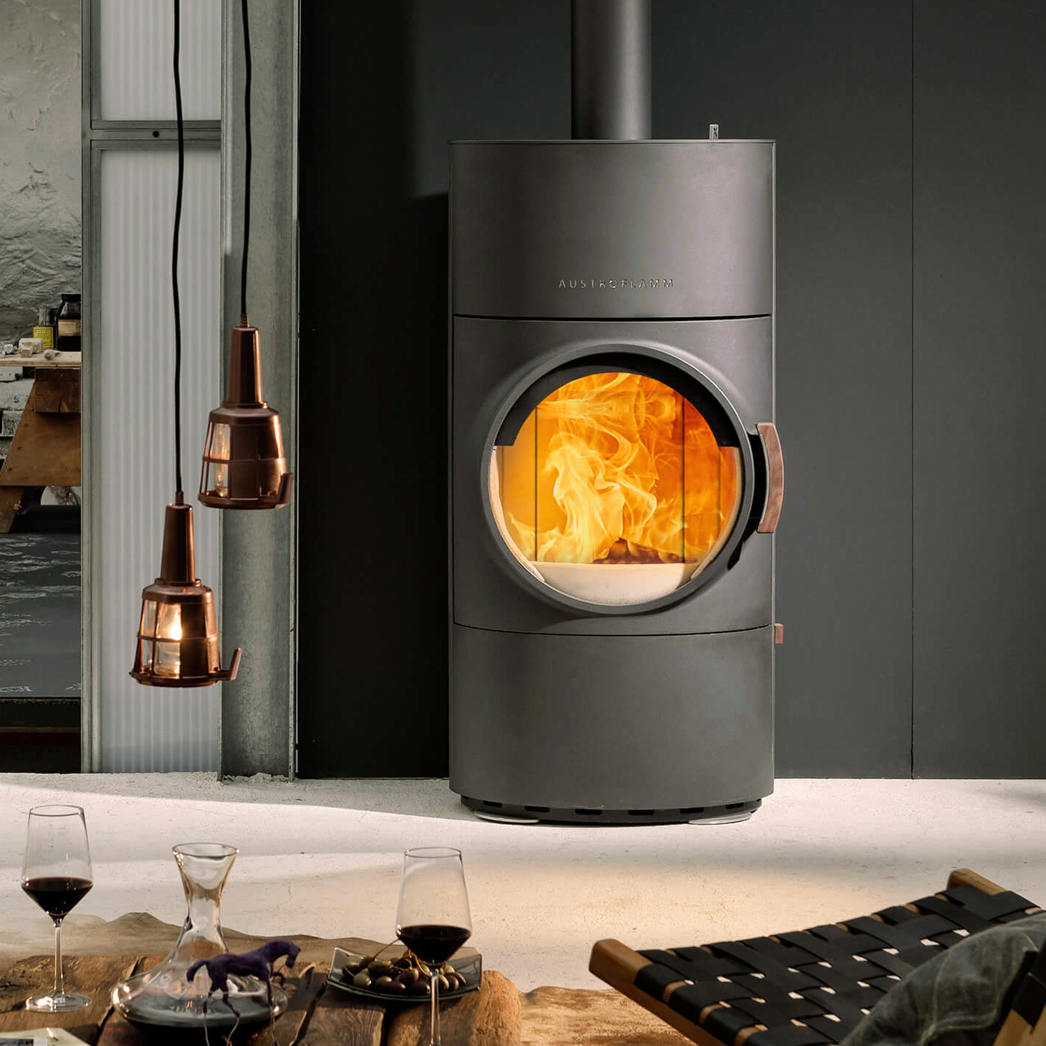 Austroflamm Clou Xtra Kaminofen Stahl gussgrau RR oben oder hinten Austroflamm Clou Xtra Kaminofen Stahl gussgrau RR oben oder hinten