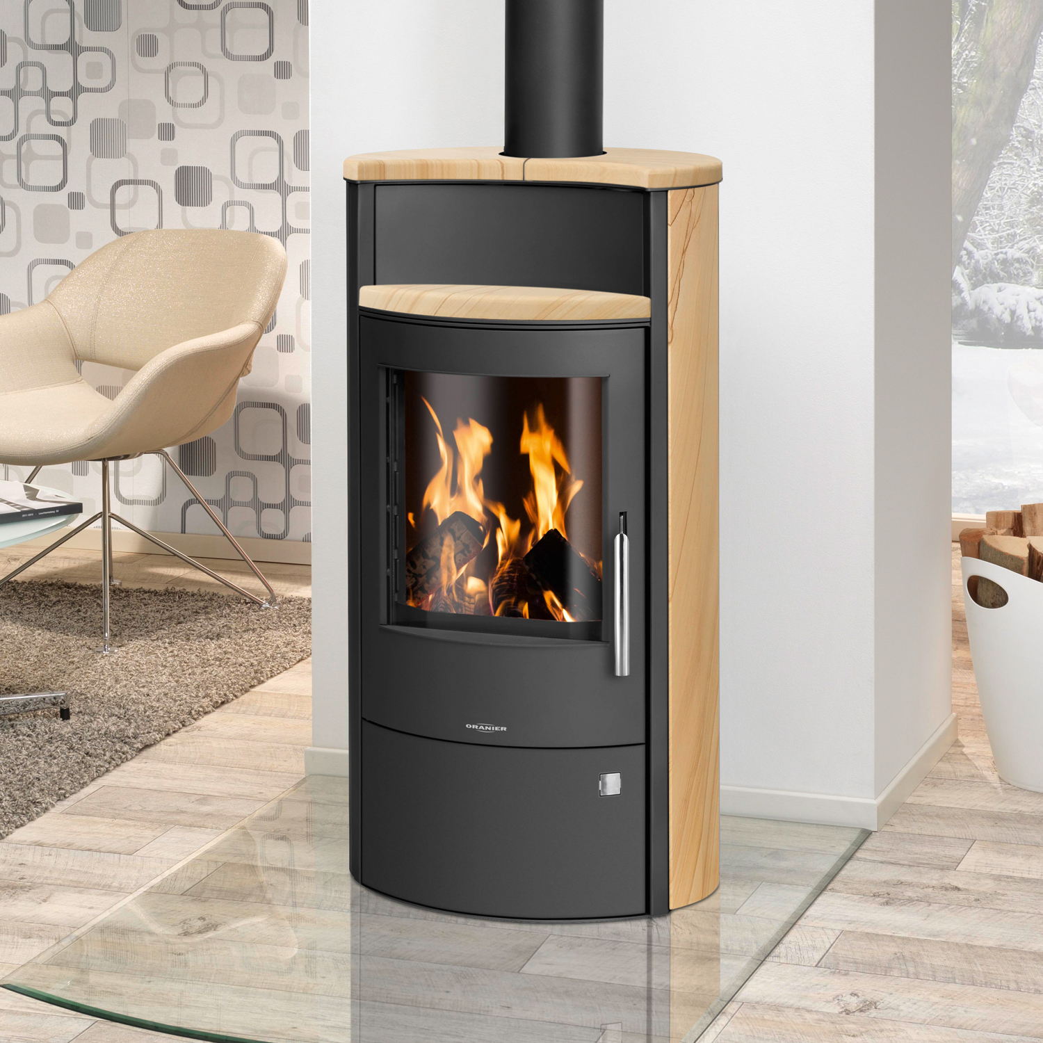 Oranier Pori Aqua wasserführender Kaminofen Stahl Schwarz / Sandstein Oranier Pori Aqua wasserführender Kaminofen Stahl Schwarz / Sandstein