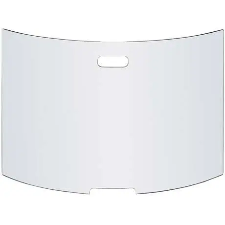 Gebogenes Funkenschutzgitter aus Glas.