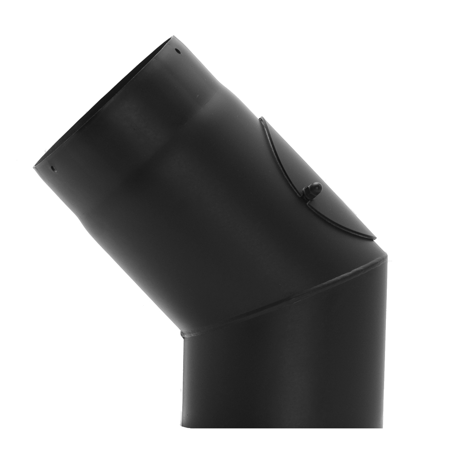Raik Rauchrohrbogen / Ofenrohr 250mm - 45° mit Reinigungsöffnung schwarz Raik Rauchrohrbogen / Ofenrohr 250mm - 45° mit Reinigungsöffnung schwarz
