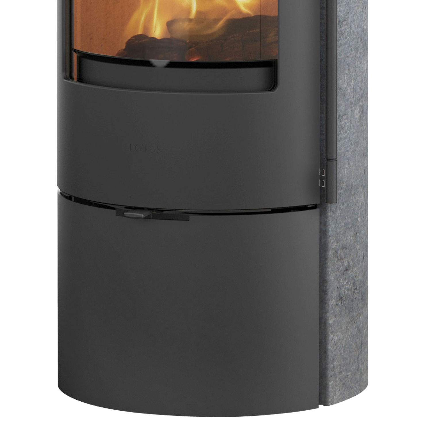 Lotus Prestige Basic Kaminofen Grau/ Speckstein, RR hinten od. RR oben / optional Griffvarianten