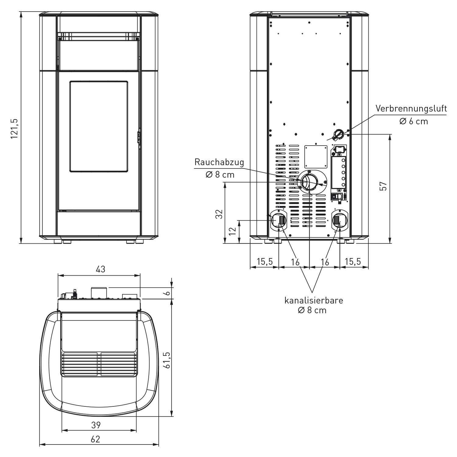 Edilkamin Vyda EVO Pelletofen Keramik Mattweiß Edilkamin Vyda EVO Pelletofen Keramik Mattweiß