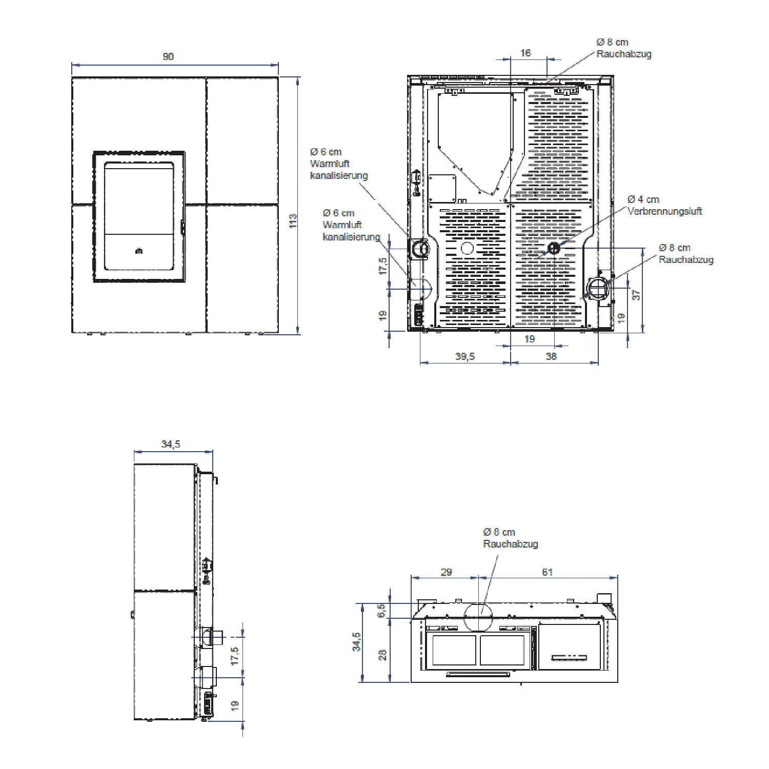 Edilkamin Blade12++ Evo Pelletofen Stahl schwarz