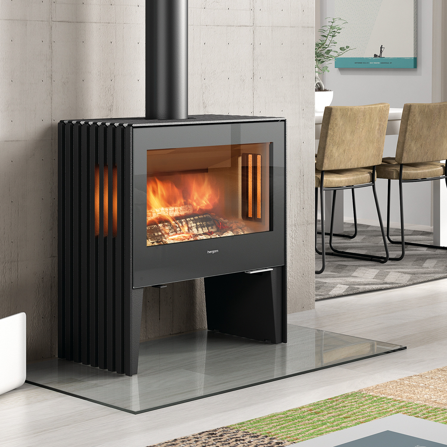 Hergom Glance L Kaminofen Gusseisen schwarz Hergom Glance L Kaminofen Gusseisen schwarz