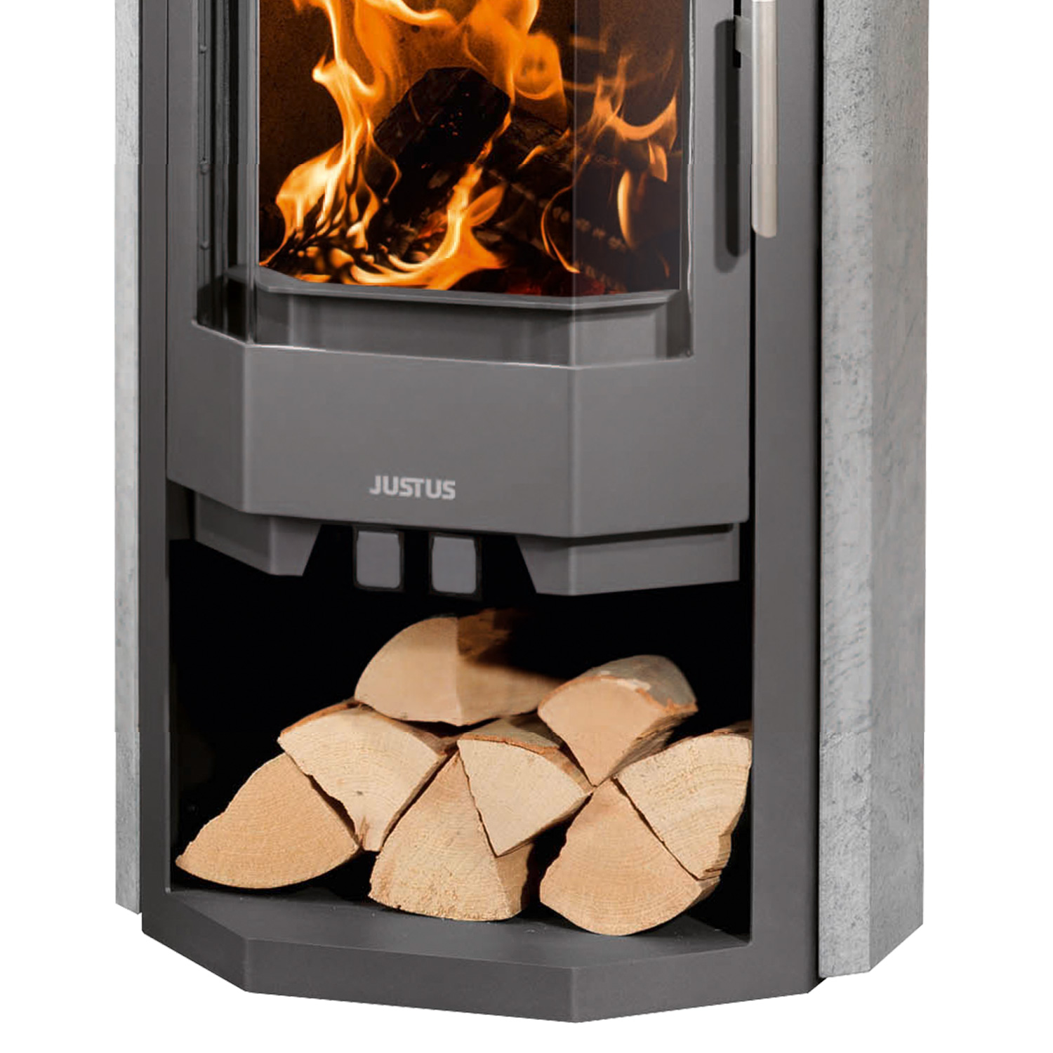 Justus Usedom 7 Kaminofen Stahl Gussgrau / Speckstein