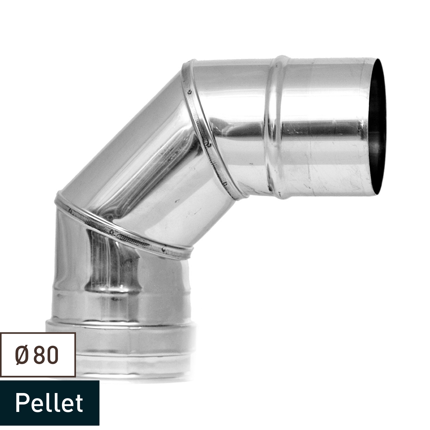 Raik Pelletrohr / Ofenrohr 80mm - 90° Bogen INOX silber