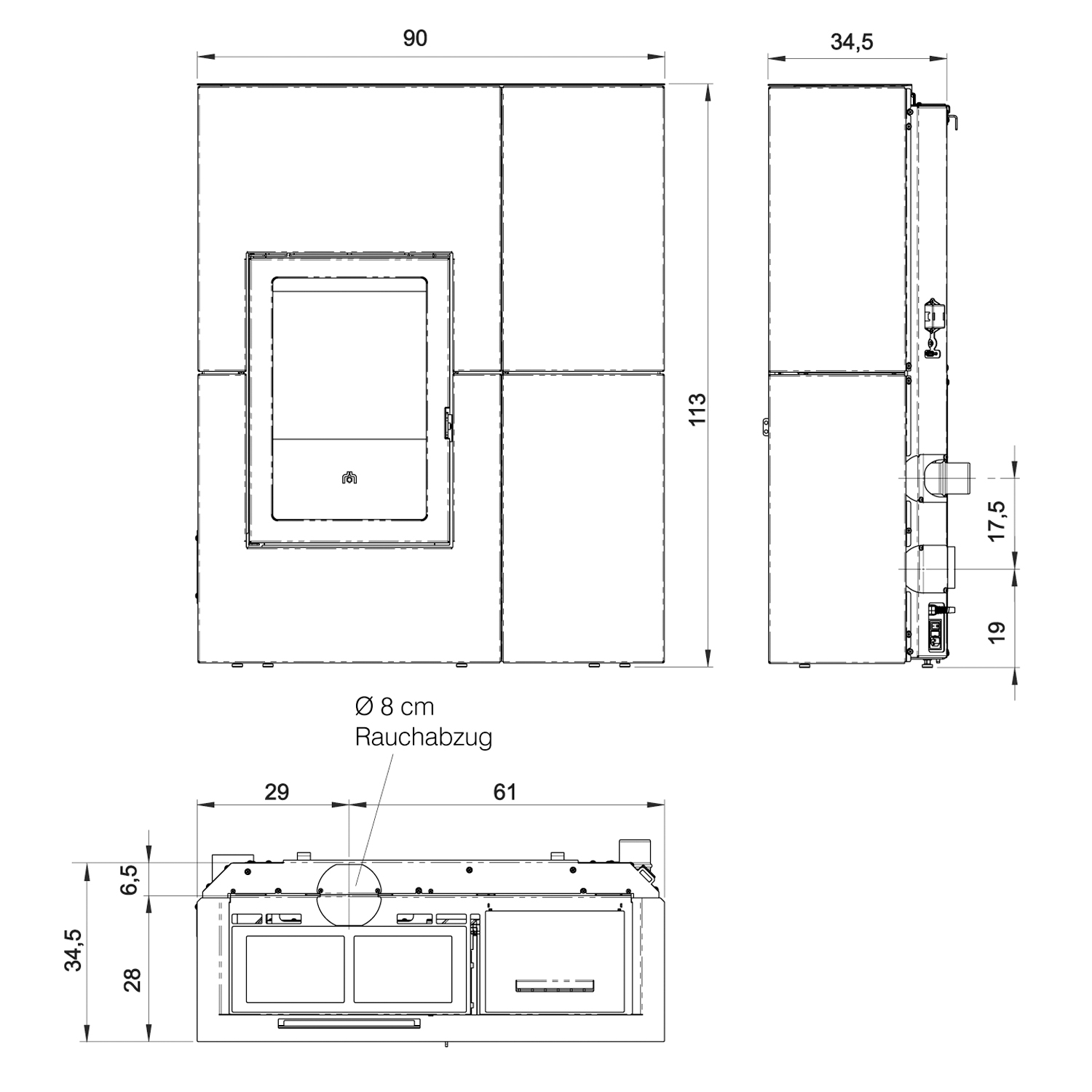 Edilkamin Blade H wasserführender Pelletofen Stahl Schwarz