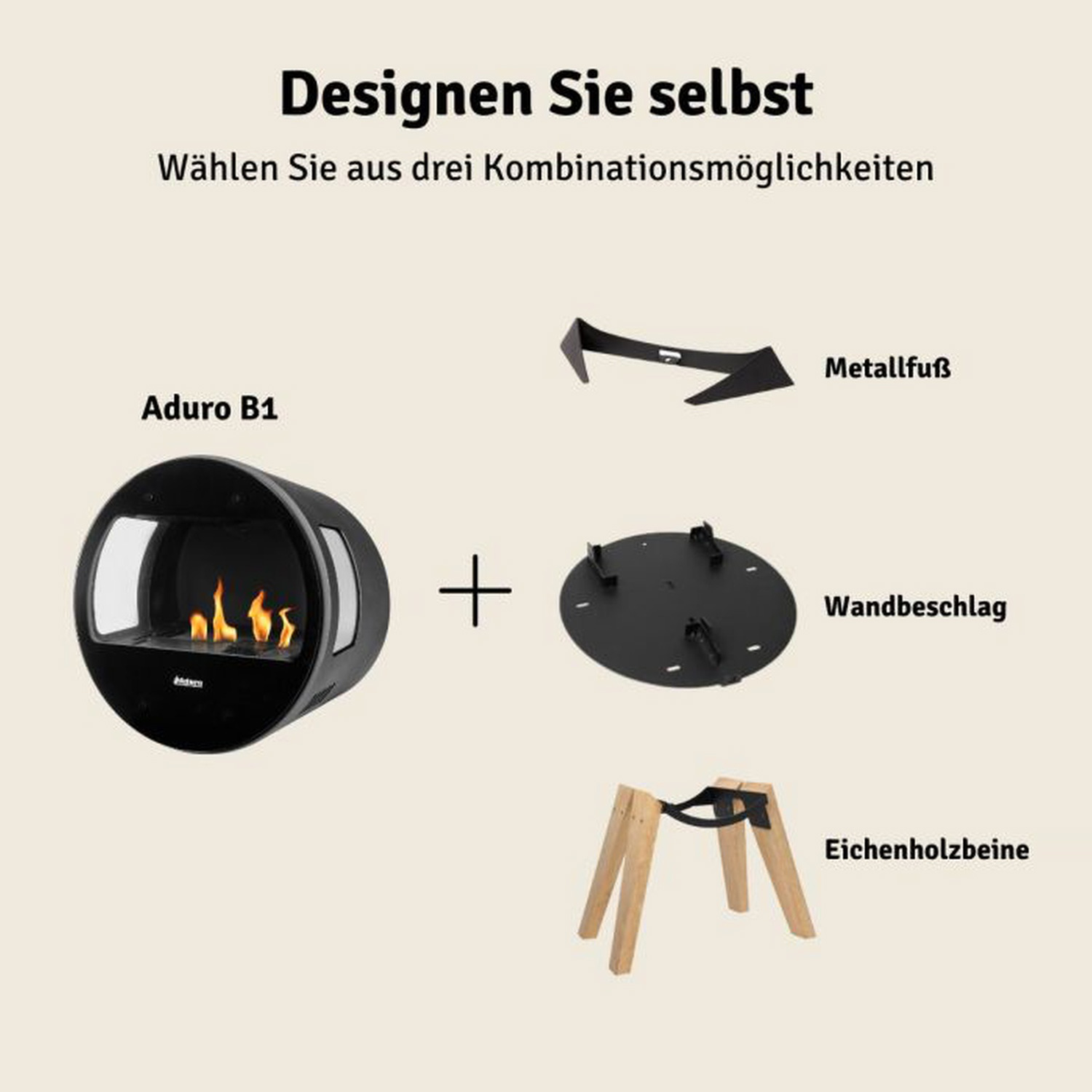 Aduro B1 Bioethanolofen Schwarz