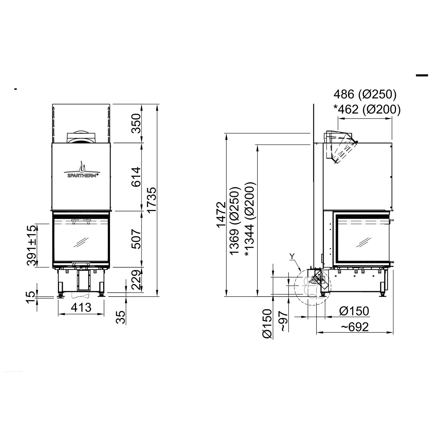 Spartherm Arte U-50h Kamineinsatz 200 mm RR