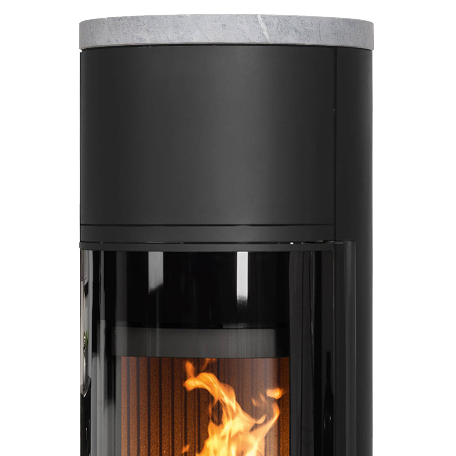 Oranier Arena Aqua 2.0 wasserführender Kaminofen Stahl Schwarz mit Abdeckplatte Speckstein