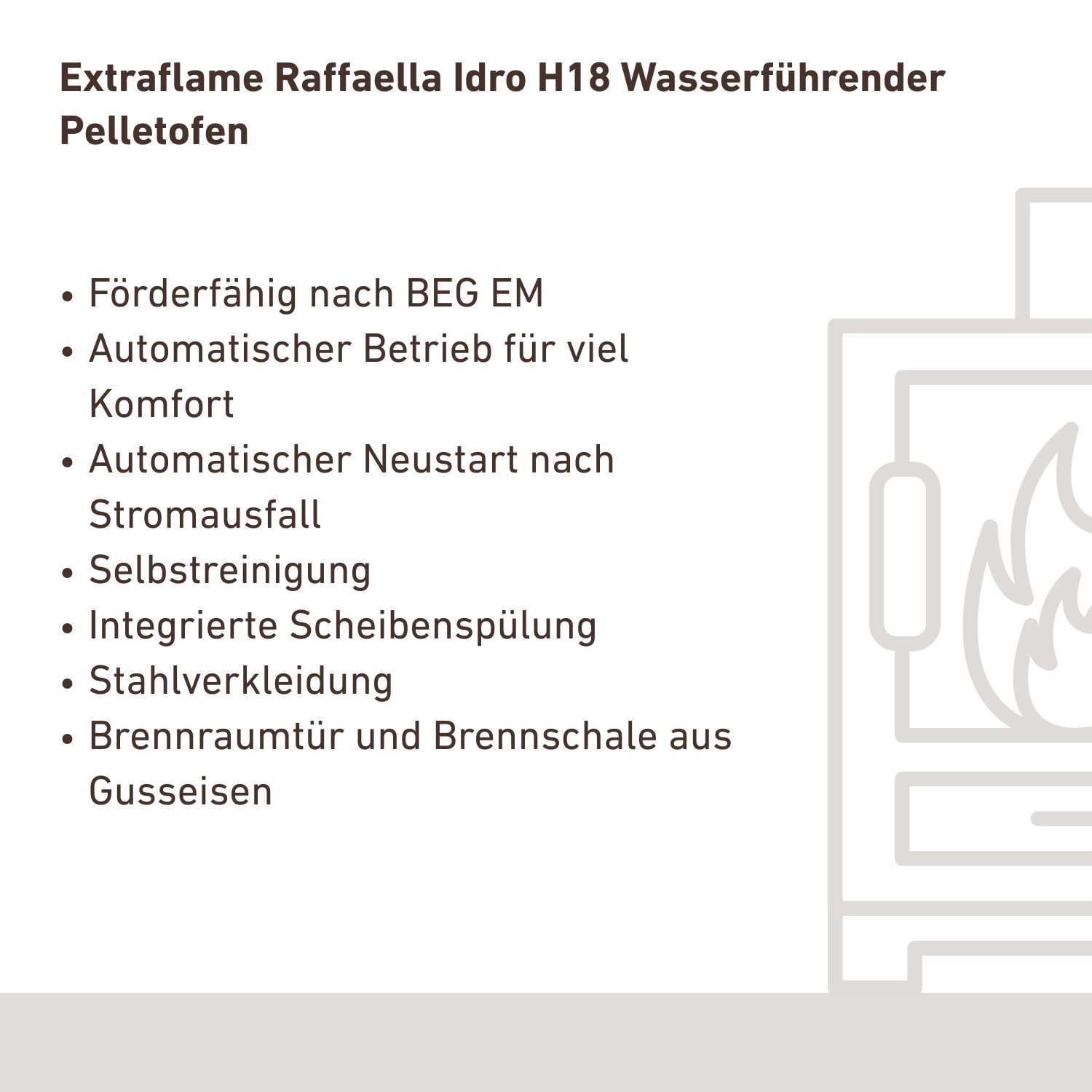 Extraflame Raffaella Idro H18 Wasserführender Pelletofen Stahl Hellgrau