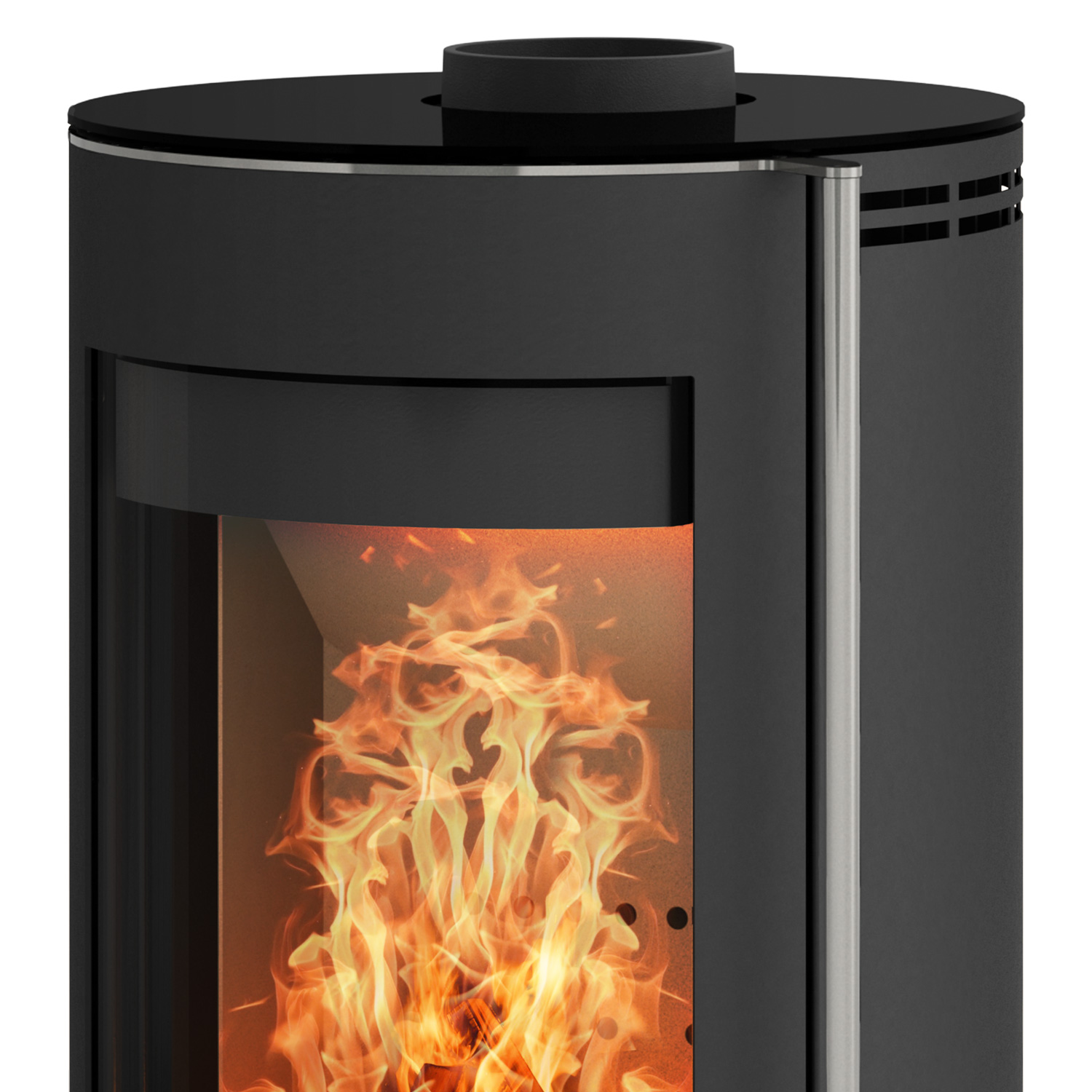 Fireplace Elite Angerona Kaminofen Stahl Schwarz mit Abdeckplatte Glas