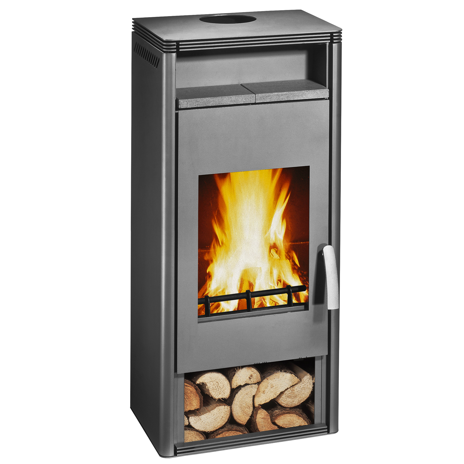 Wamsler Orpheus Kaminofen mit Warmhaltefach Stahl Grau 8 kW Wamsler Orpheus Kaminofen mit Warmhaltefach Stahl Grau 8 kW