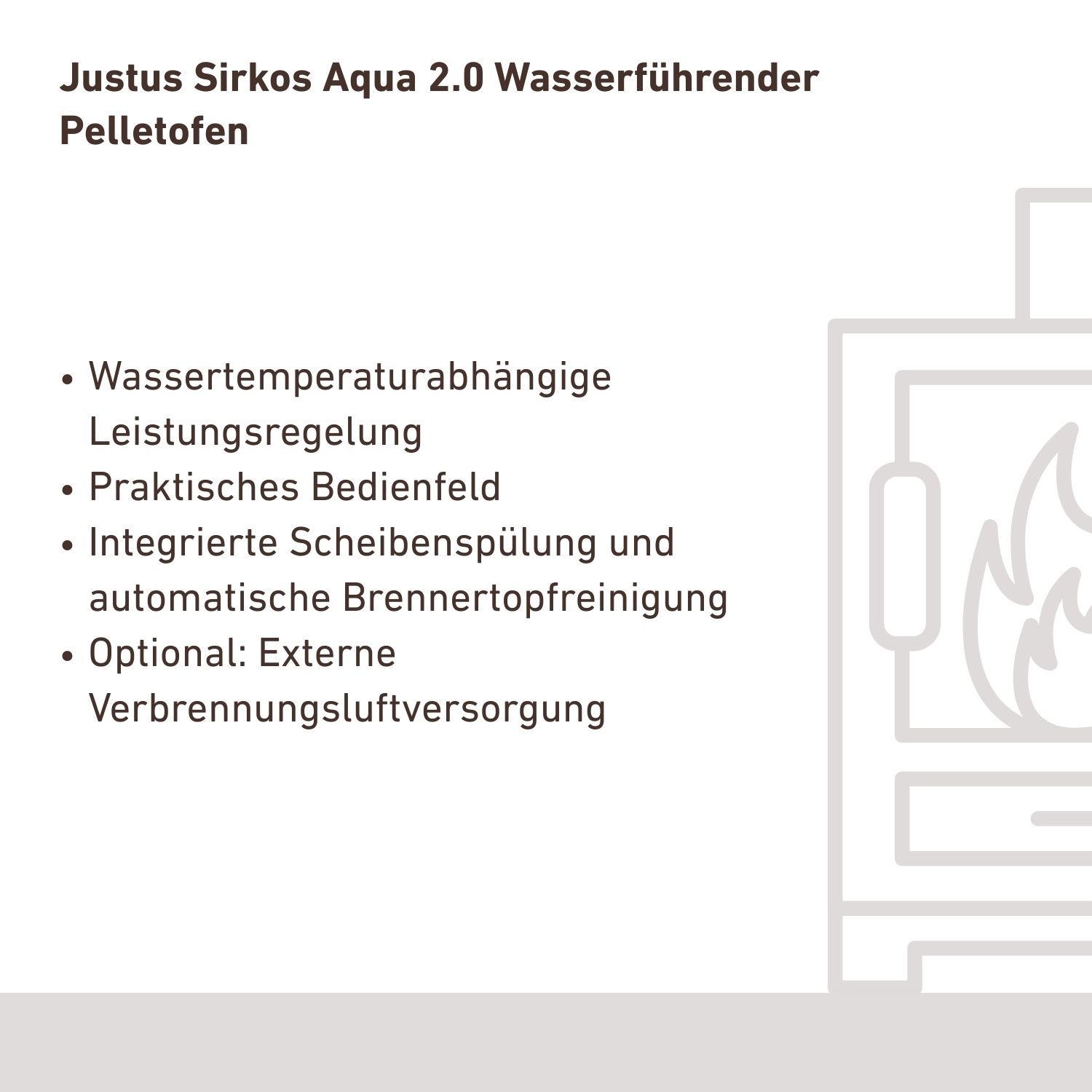 Justus Sirkos Aqua 2.0 Wasserführender Pelletofen Stahl Seidenweiß