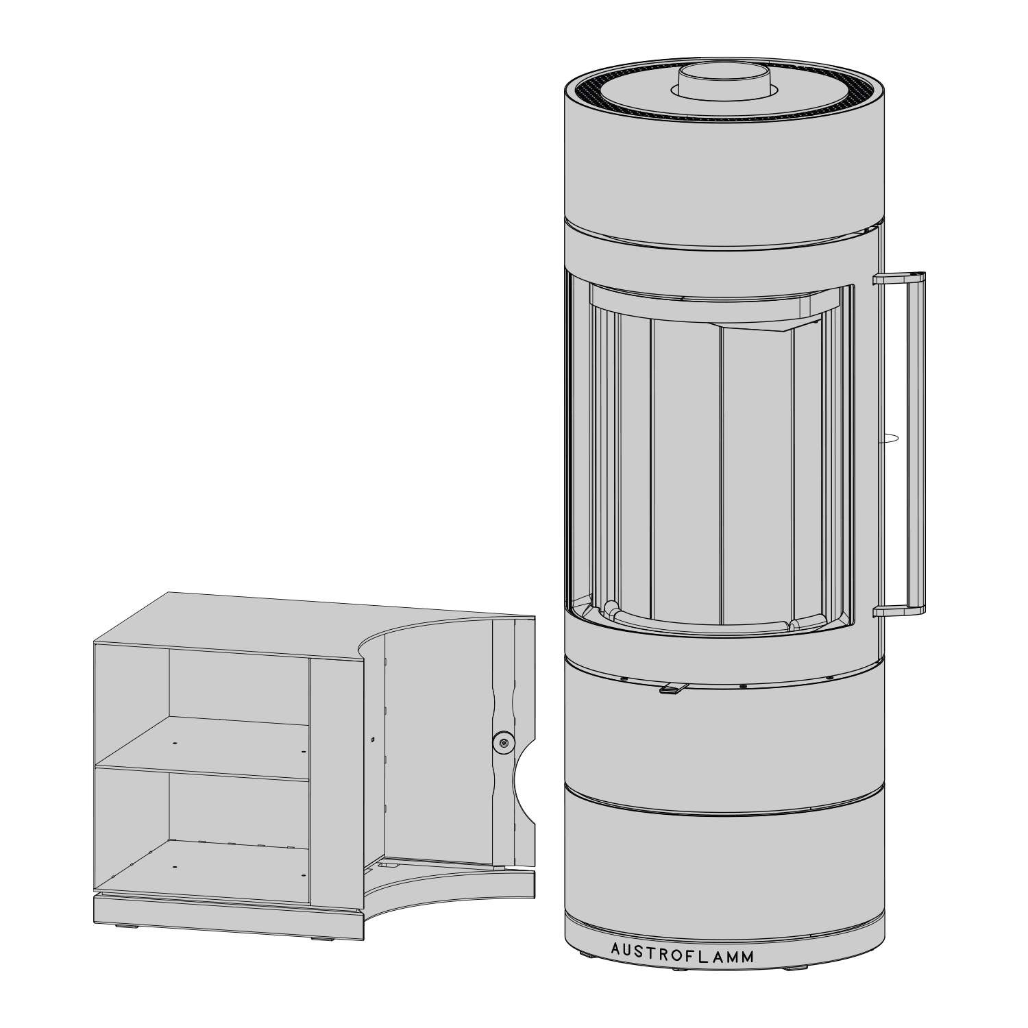 Austroflamm Lux Beistellbox links 36 cm